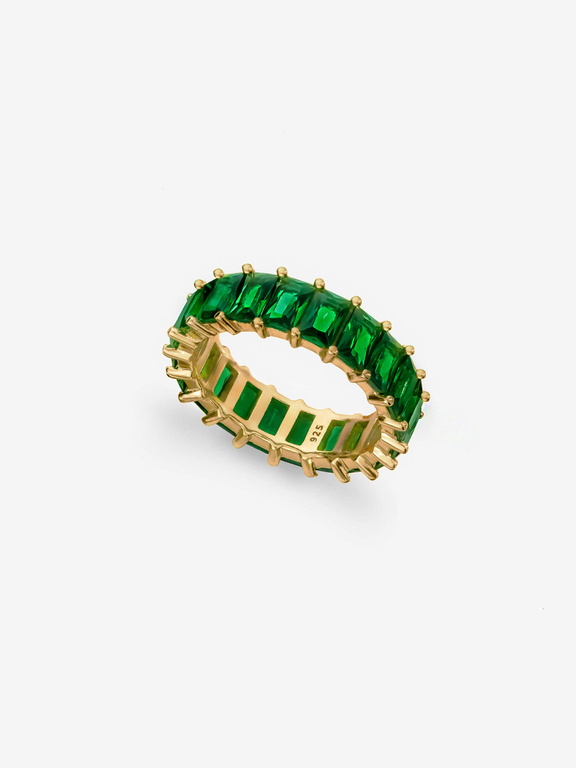 Thick Ring With Emerald Green Stones