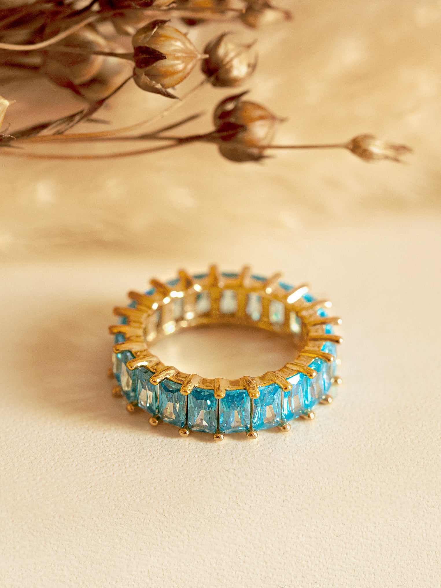 Stacking Ring With Turquoise Blue Stones
