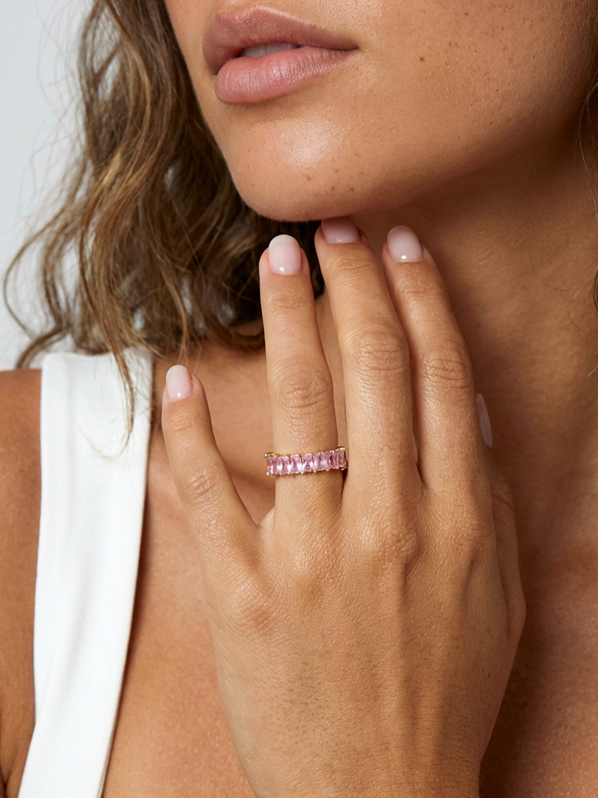 Stacking Ring With Pink Stones