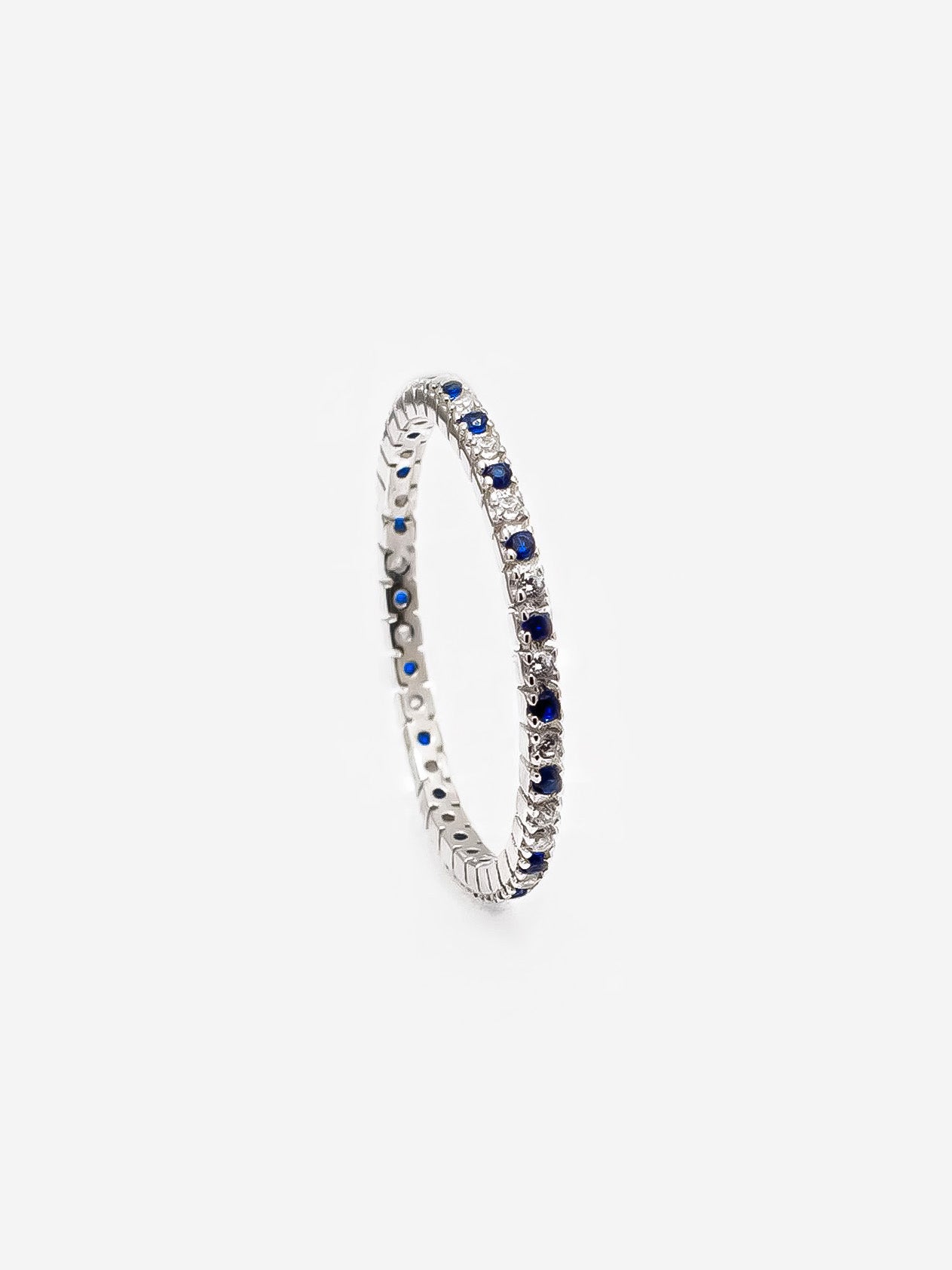 Thin Stacking Ring With Blue & White Stones