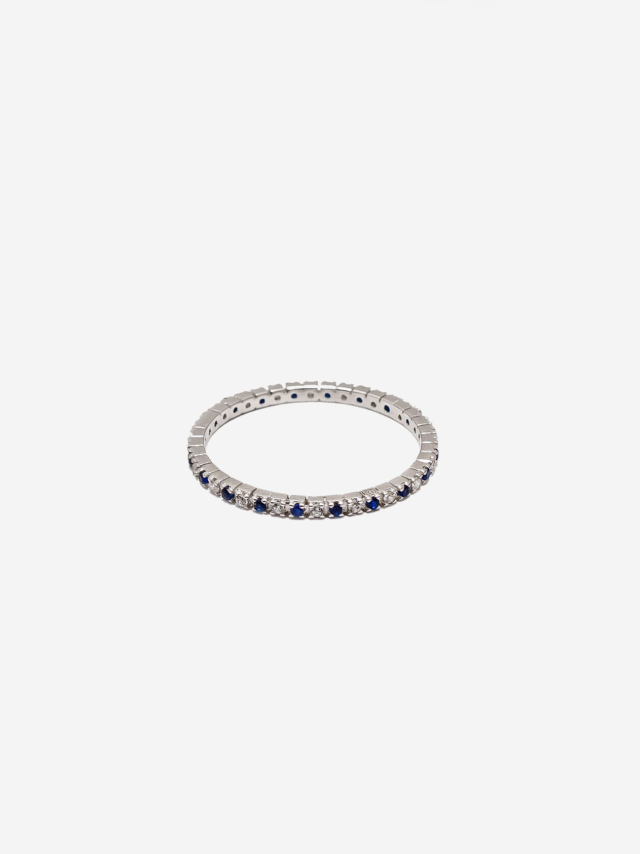 Thin Stacking Ring With Blue & White Stones