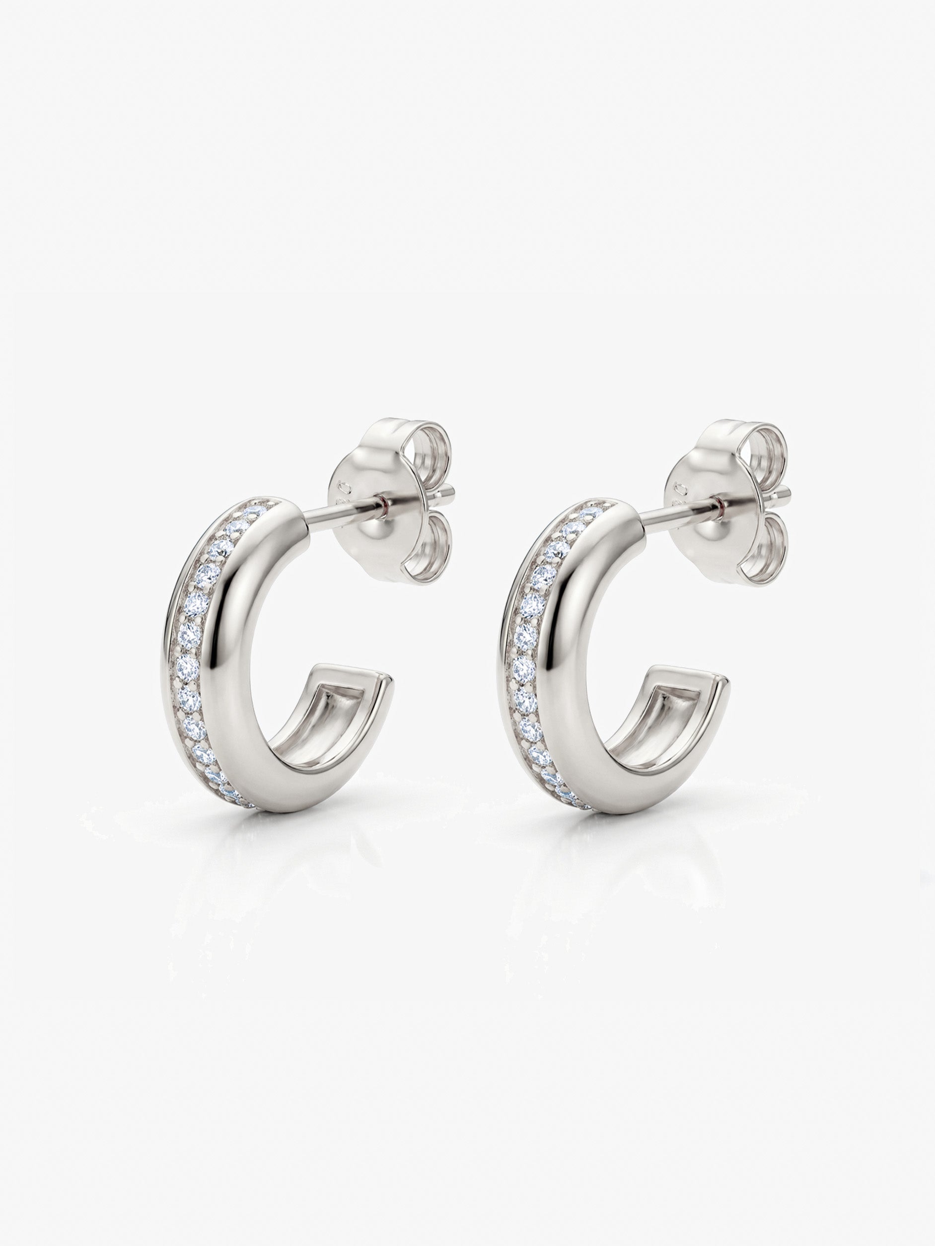 Thick Huggie Hoop Earrings With Tiny Stones