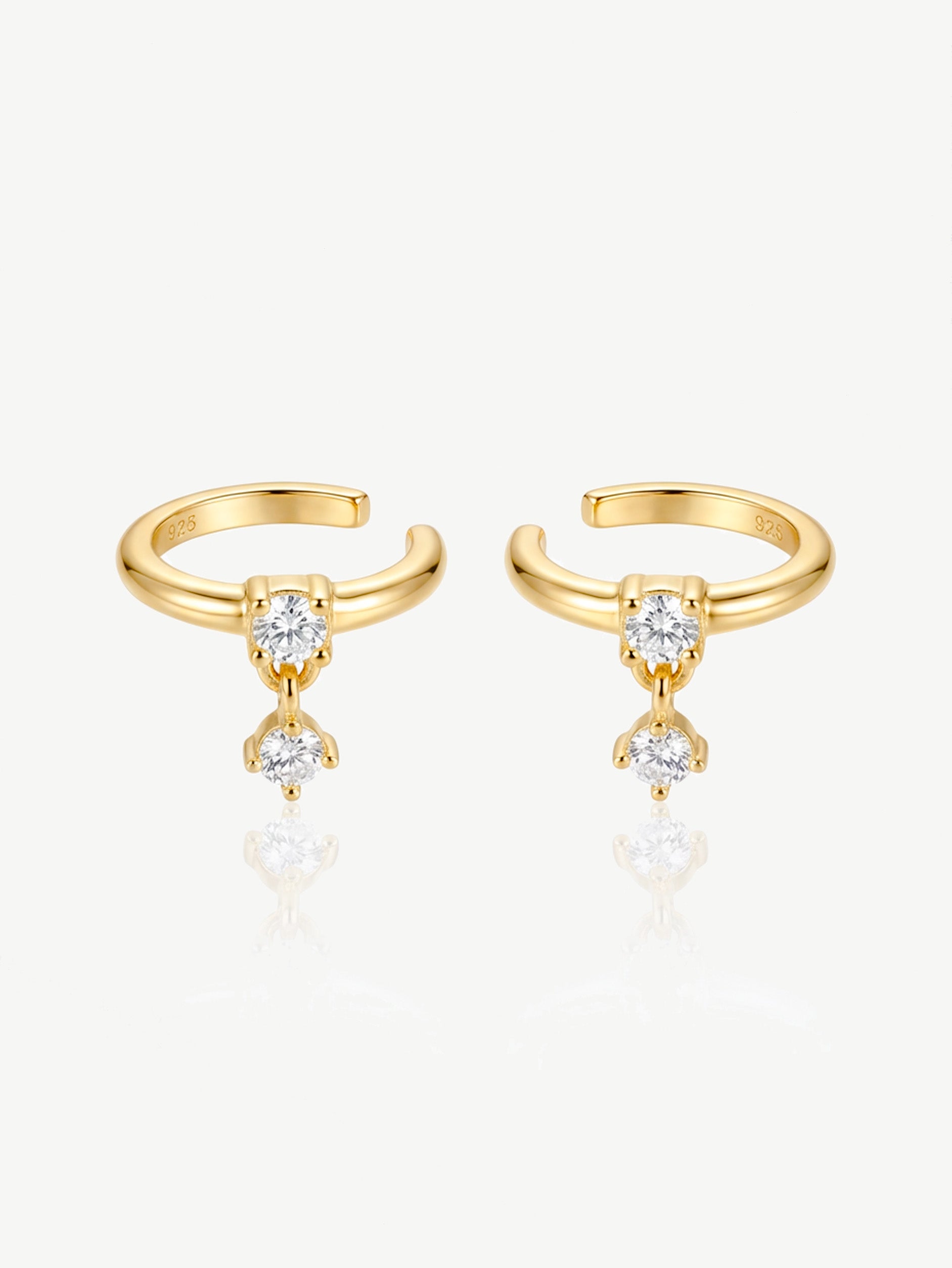 Ear Cuffs With Dangling Stone Charms