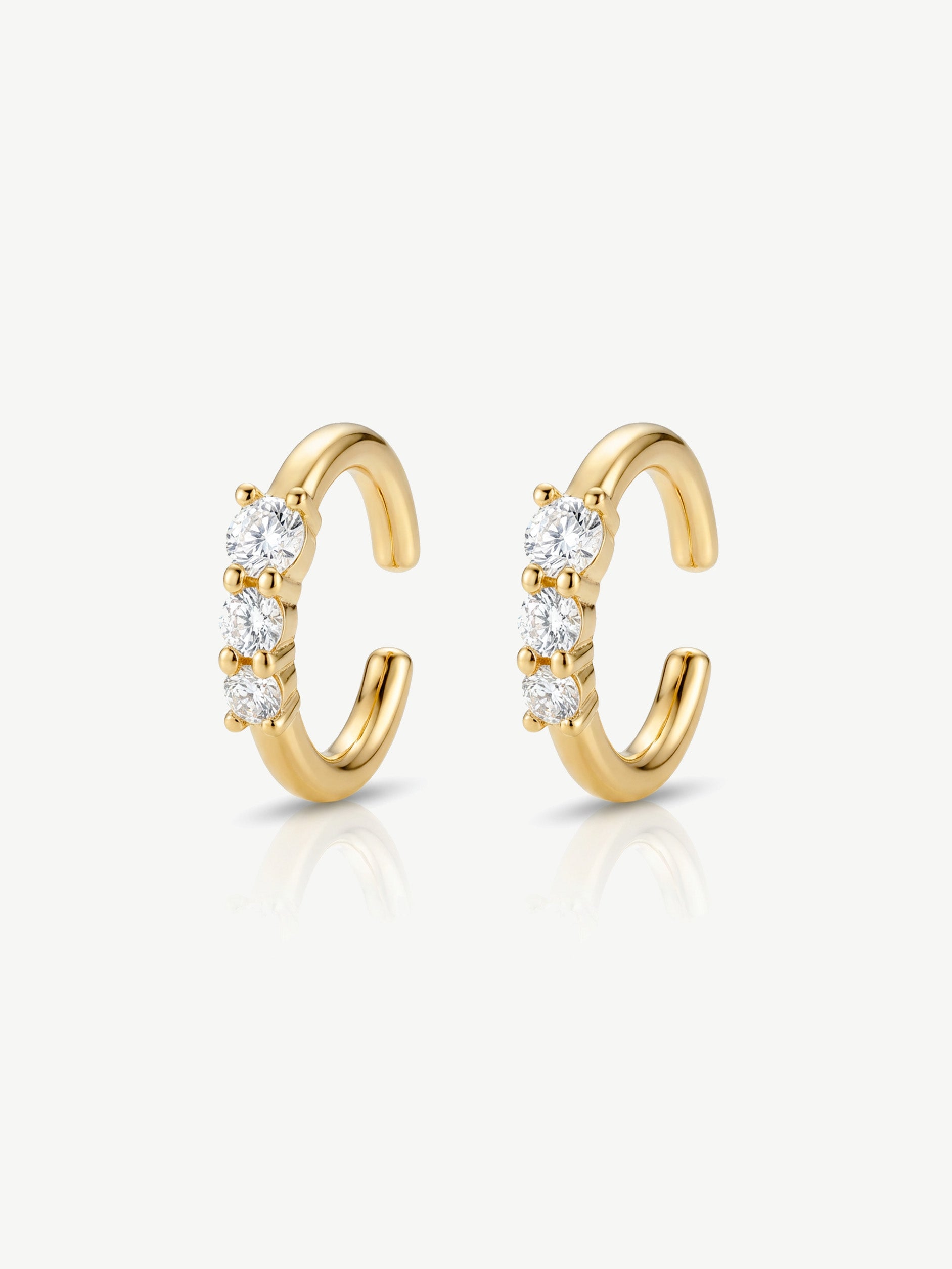 Ear Cuffs With Three Stones - Pair