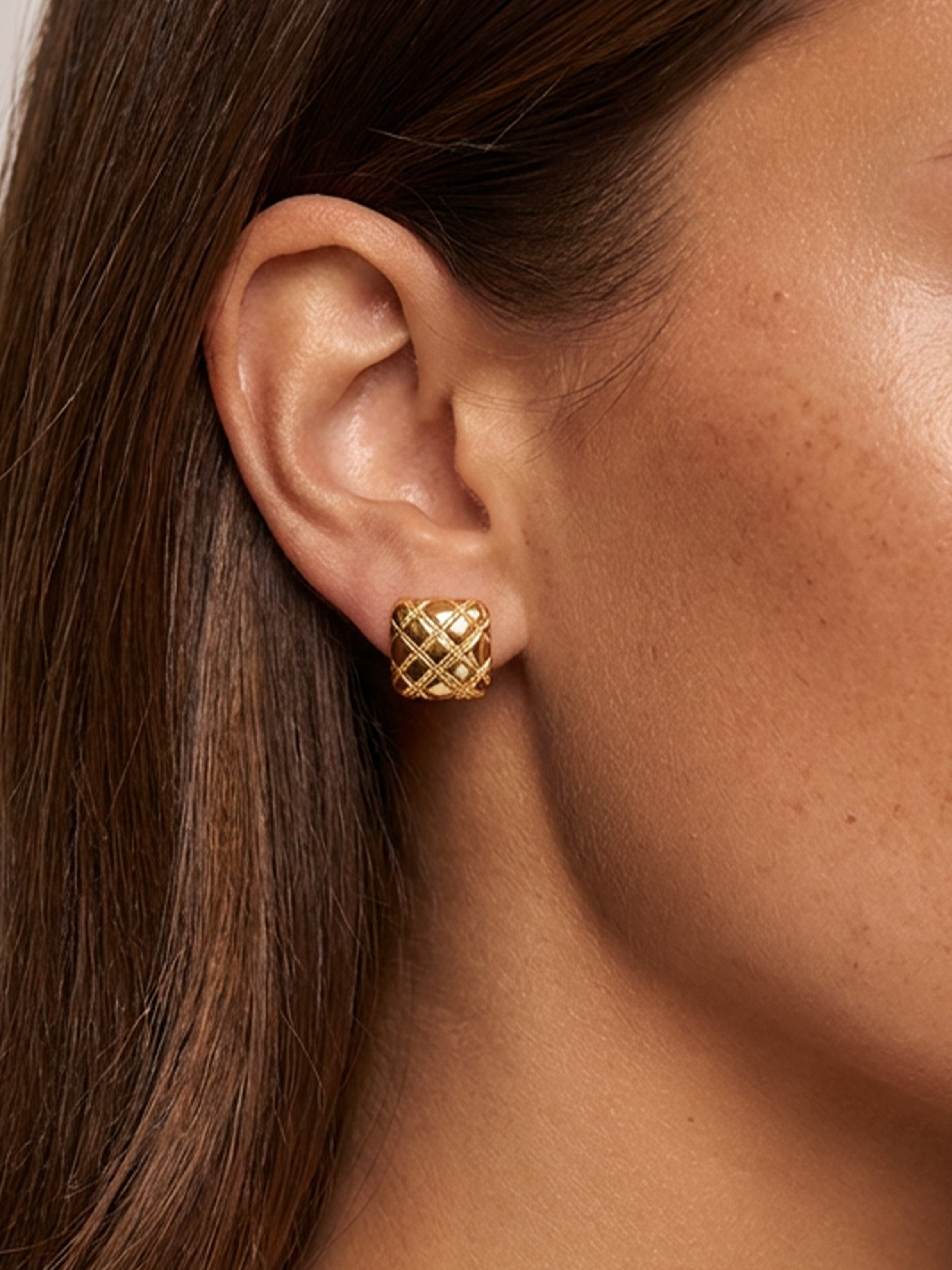 Quilted Statement Stud Earrings