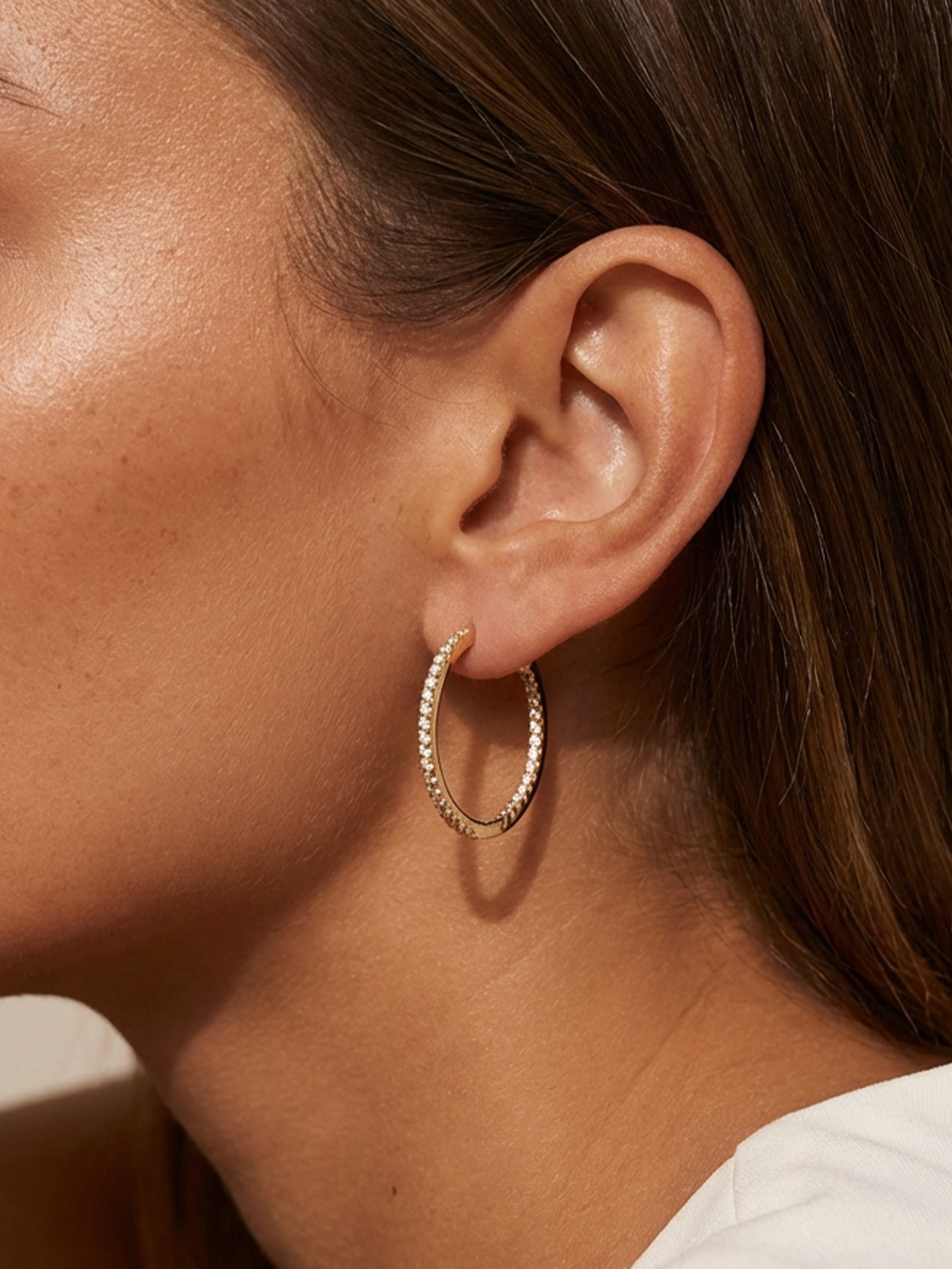 Big Pave Tennis Hoop Earrings With Sparkling Stones