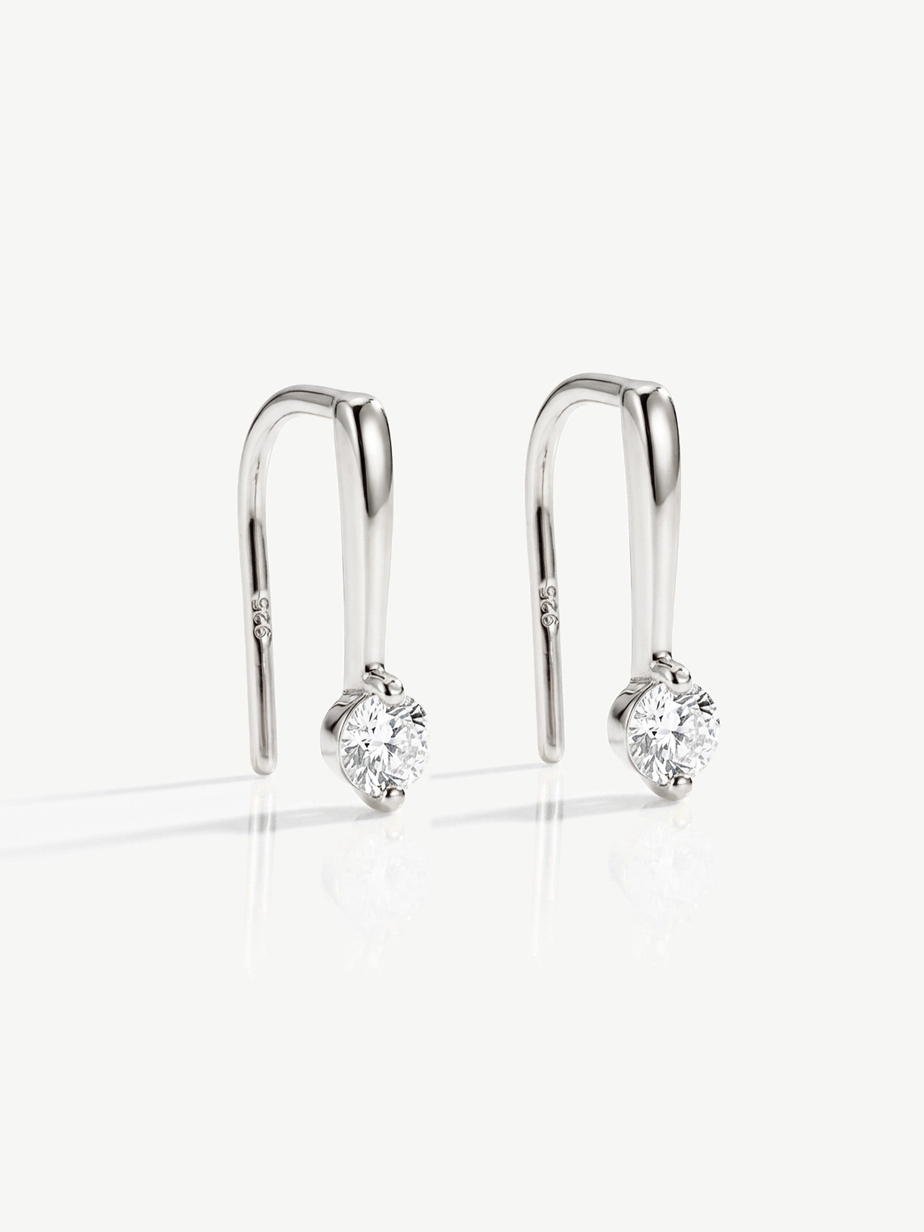 Open Threader Hoop Earrings With Tiny CZ Stone