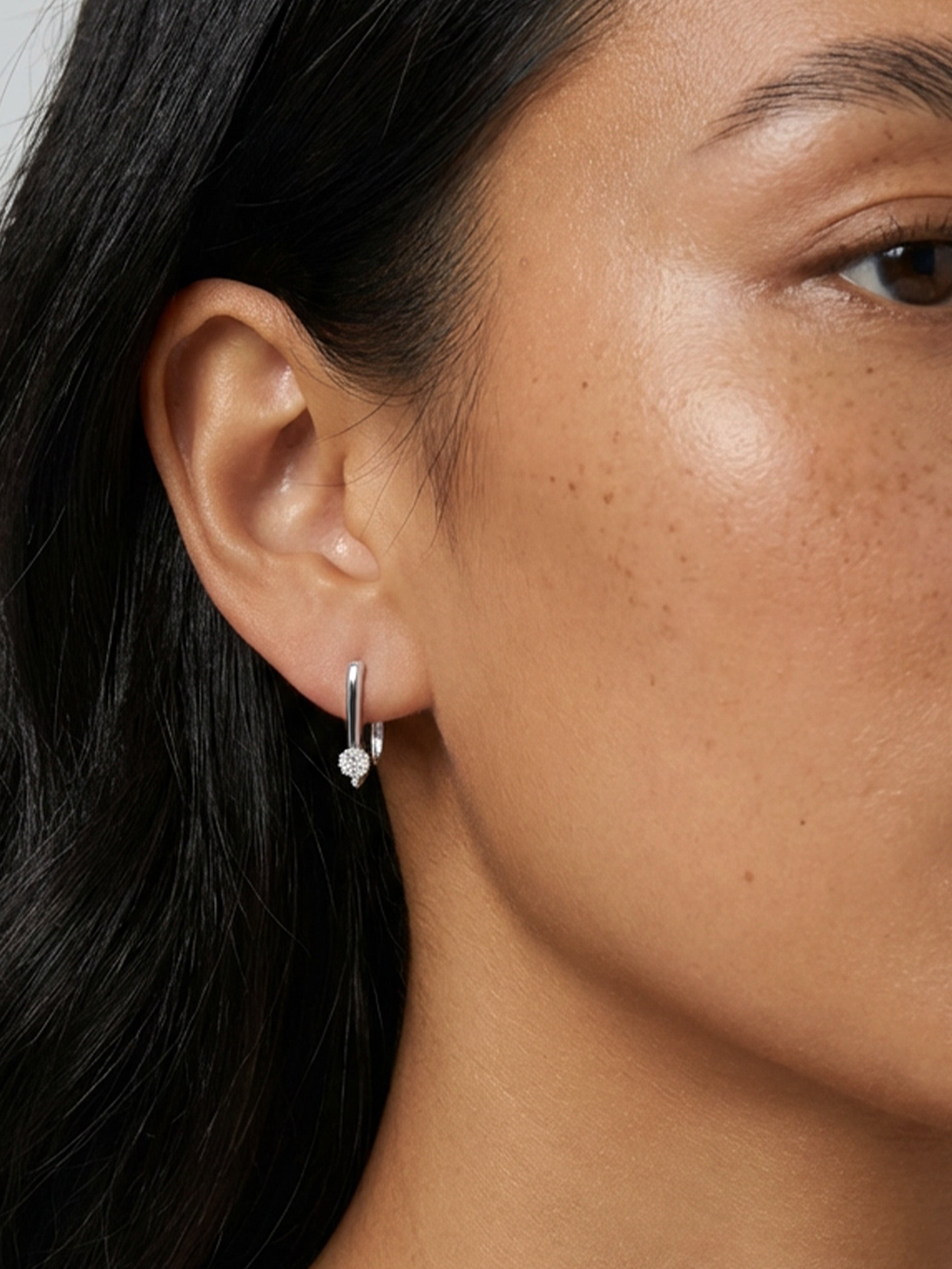 Open Threader Hoop Earrings With Tiny CZ Stone