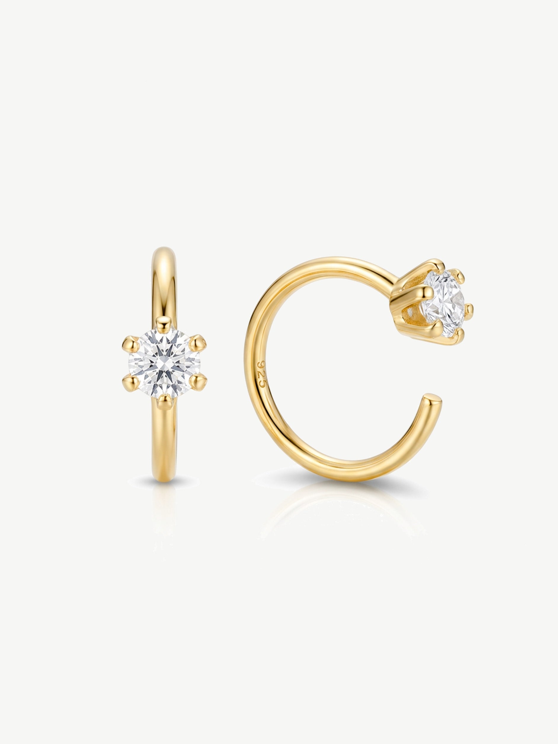 Dainty Threader Hoop Earrings With Cubic Zirconia Stone