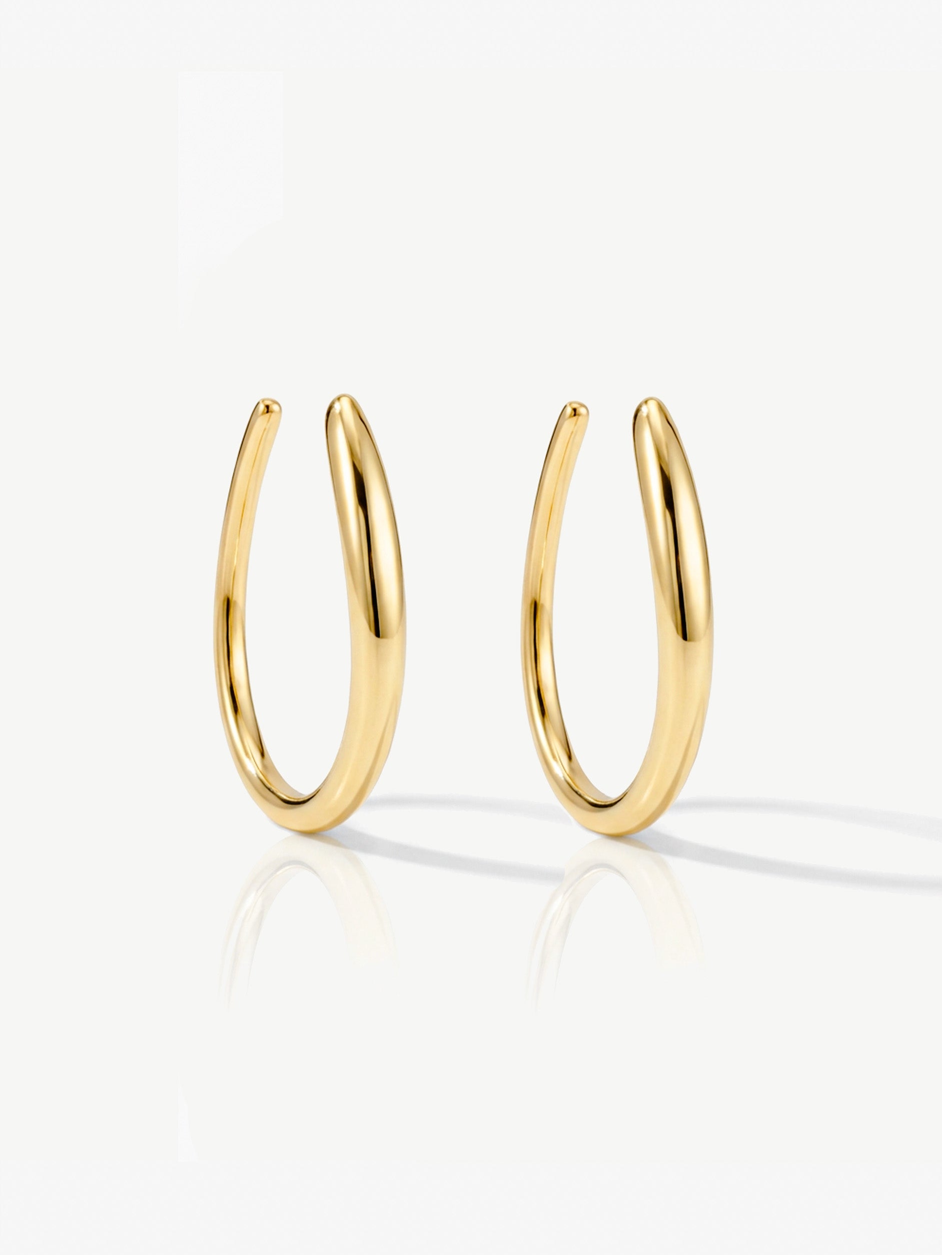 Oval Horseshoe Pull-Through Threader Hoop Earrings
