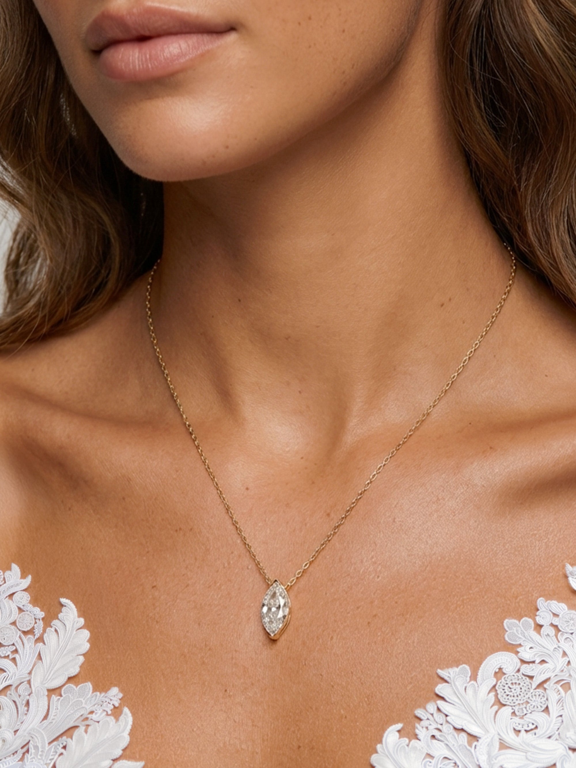 Dainty Marquise Stone Necklace