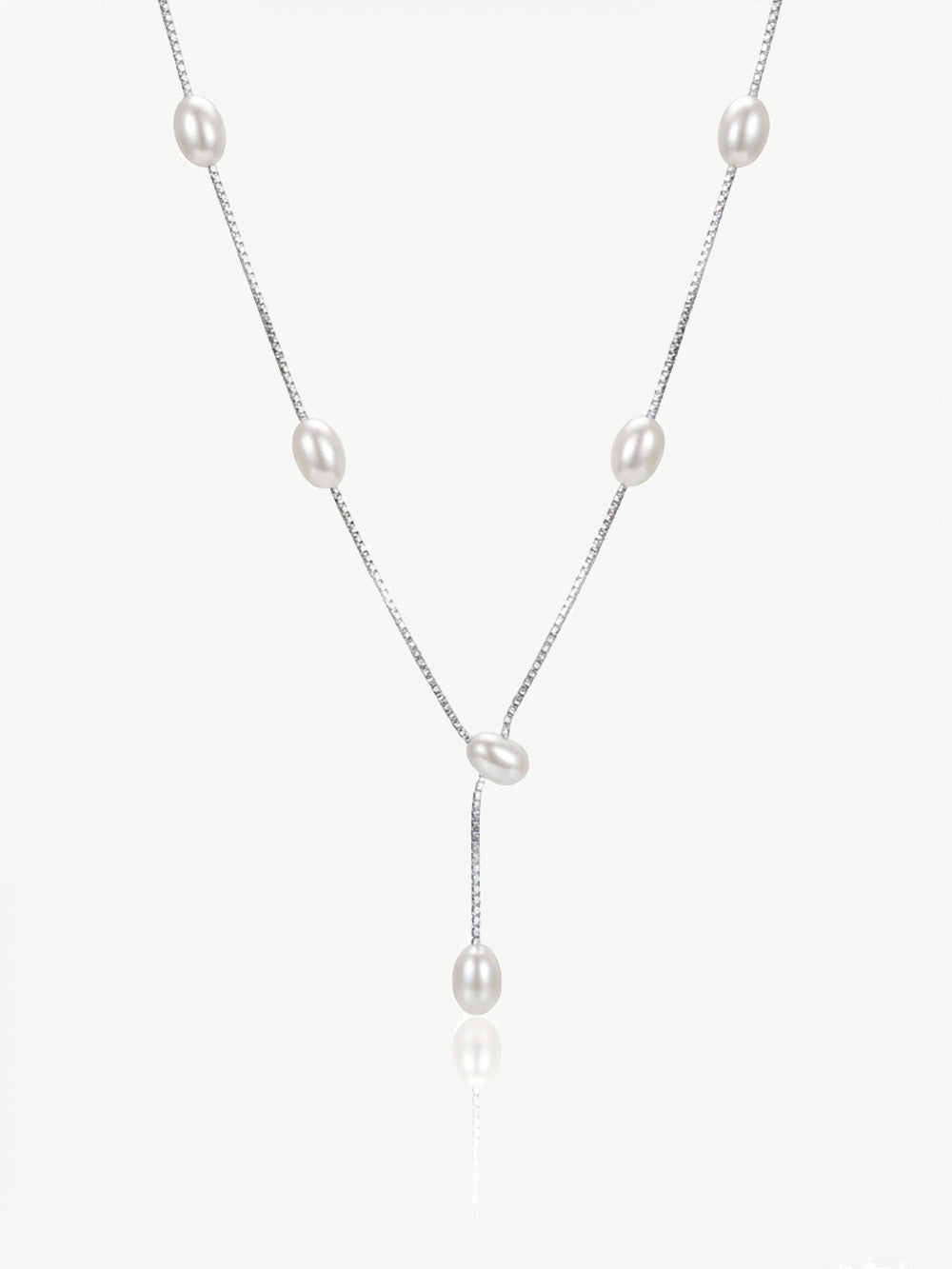 Dainty Lariat Bridal Drop Necklace With Pearls
