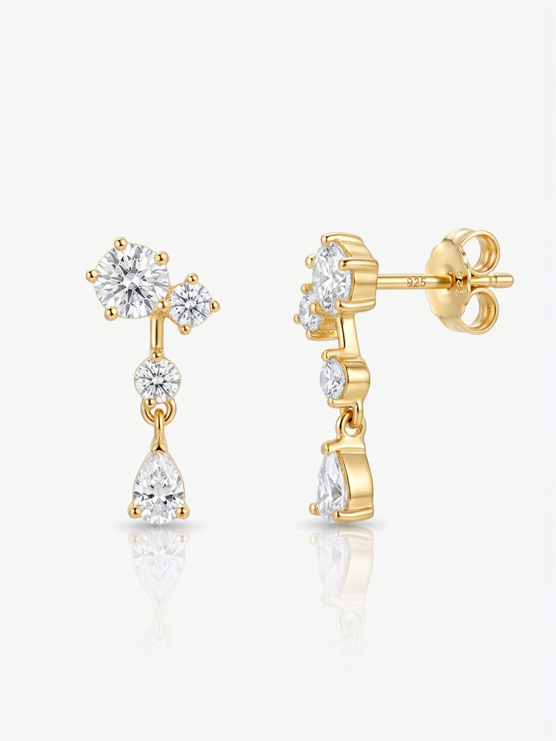 Dainty Cluster Drop Stud Earrings