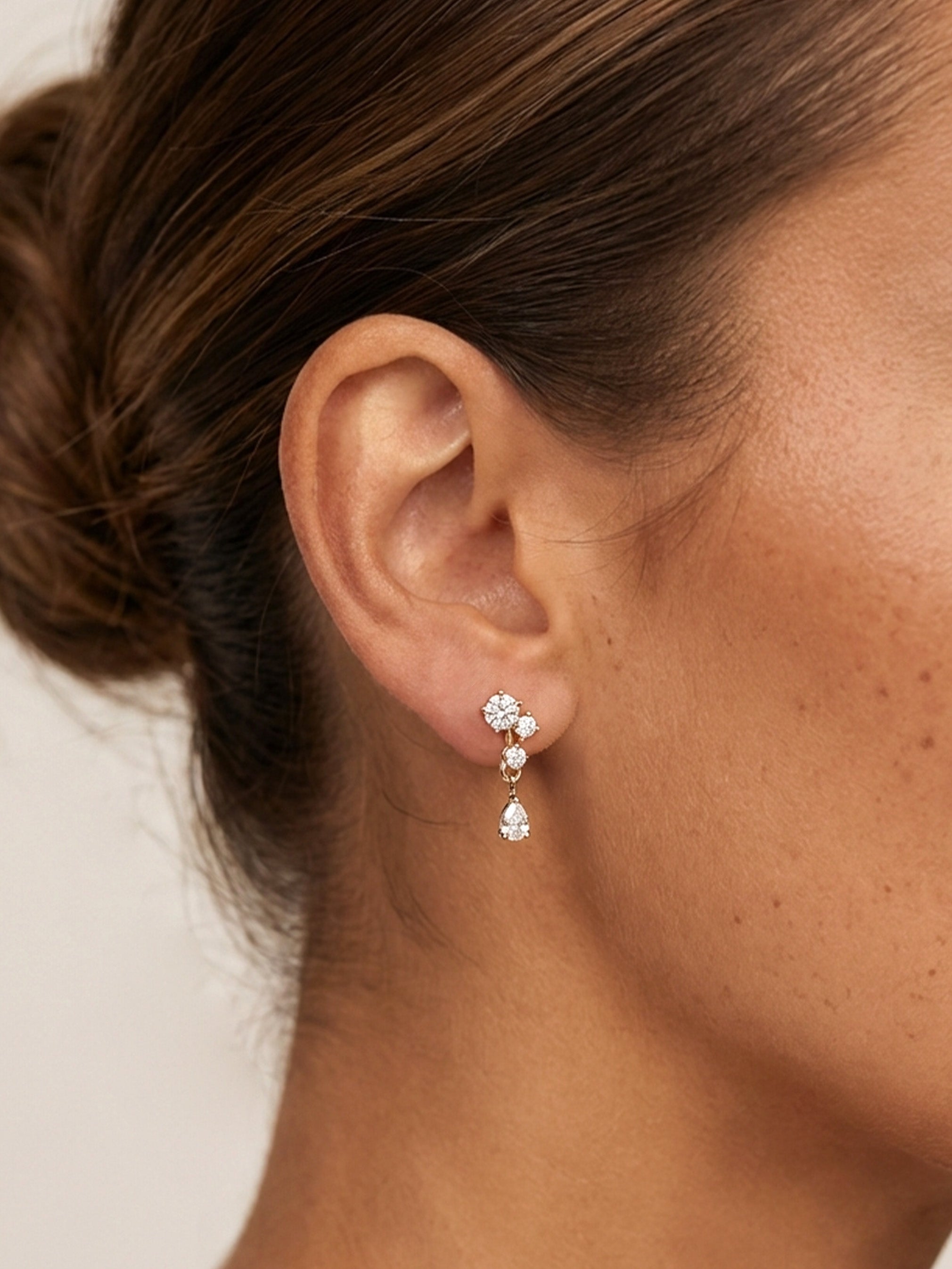 Dainty Cluster Drop Stud Earrings