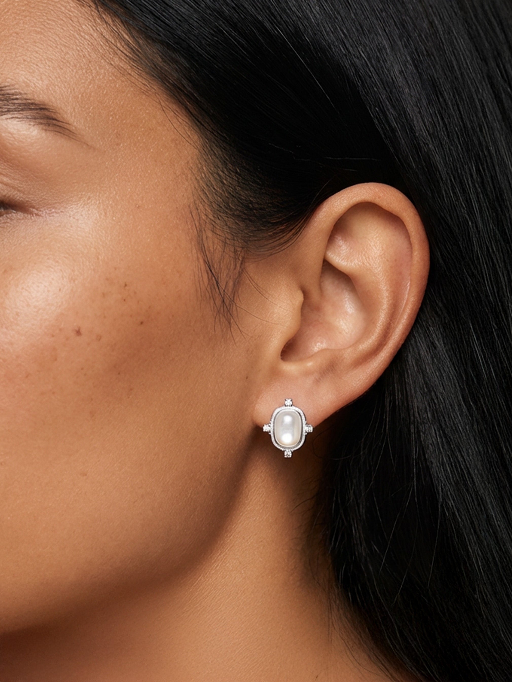 White Heirloom Stud Earrings