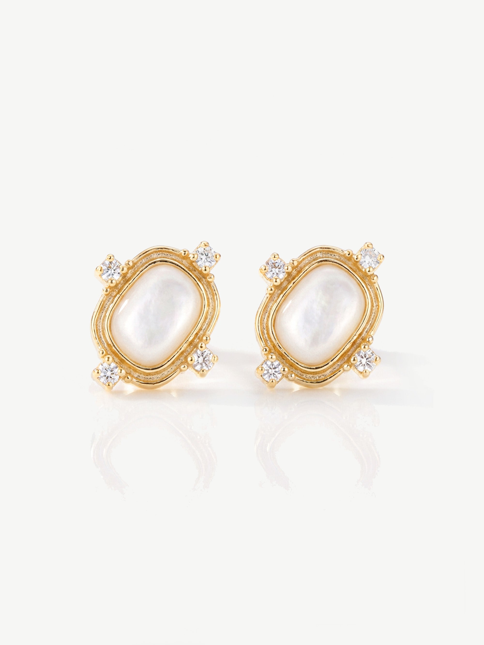 White Heirloom Stud Earrings