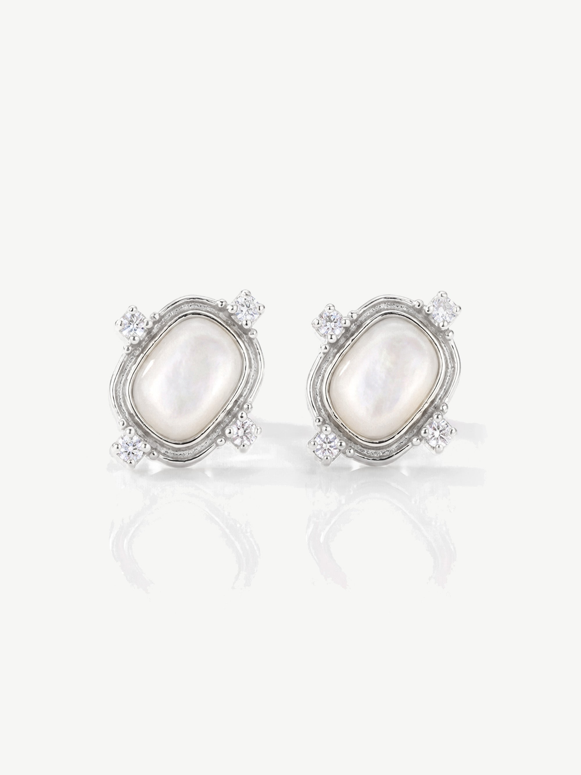 White Heirloom Stud Earrings