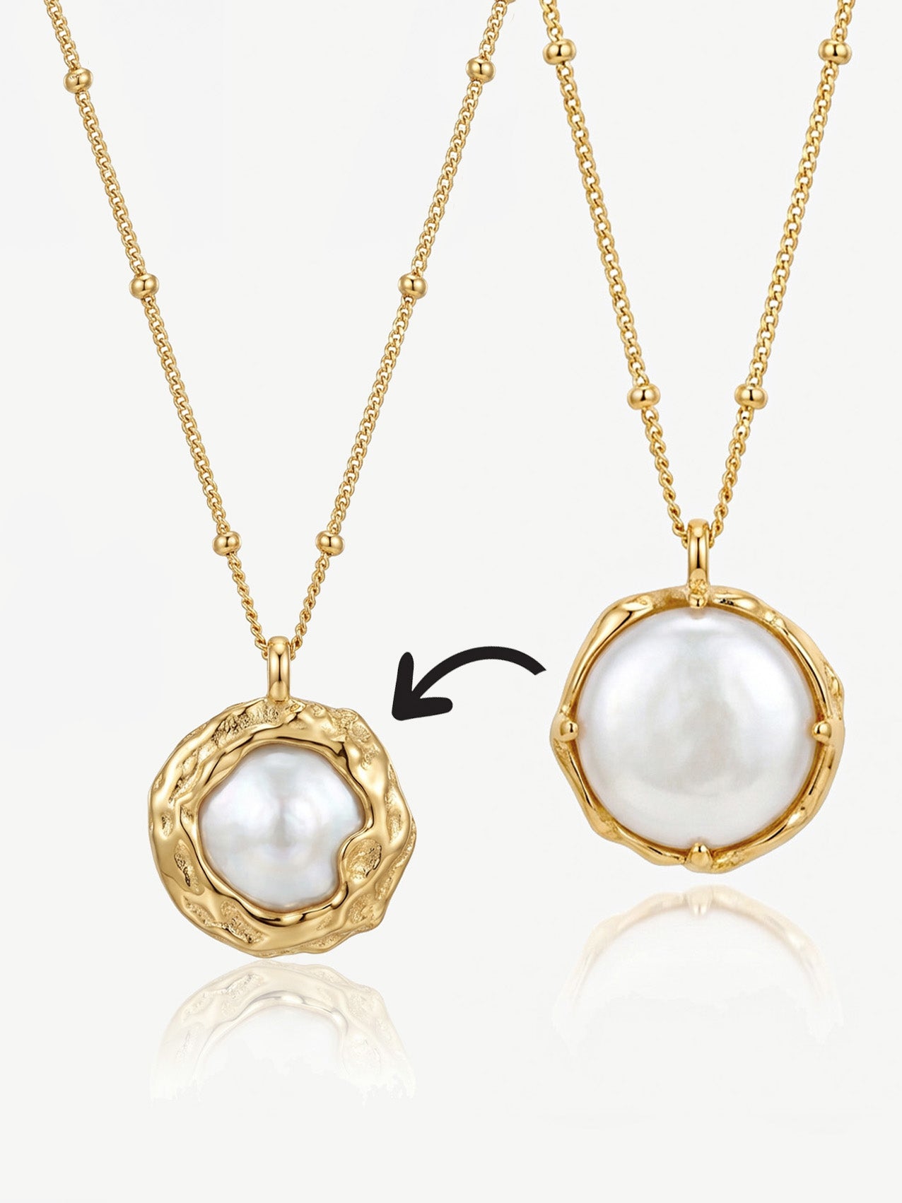 Reversible Baroque Pearl Necklace With Bobble Chain