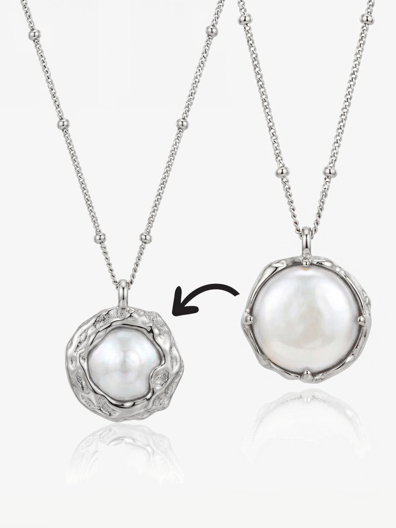 Reversible Baroque Pearl Necklace With Bobble Chain