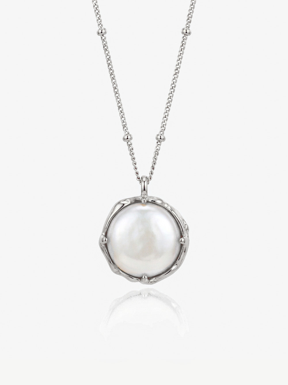 Reversible Baroque Pearl Necklace With Bobble Chain