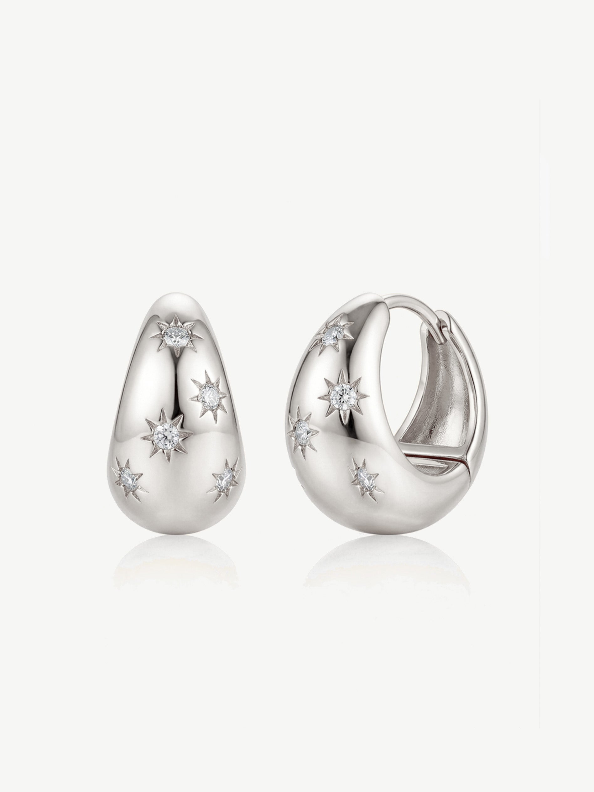 Thick Starry Hoop Earrings