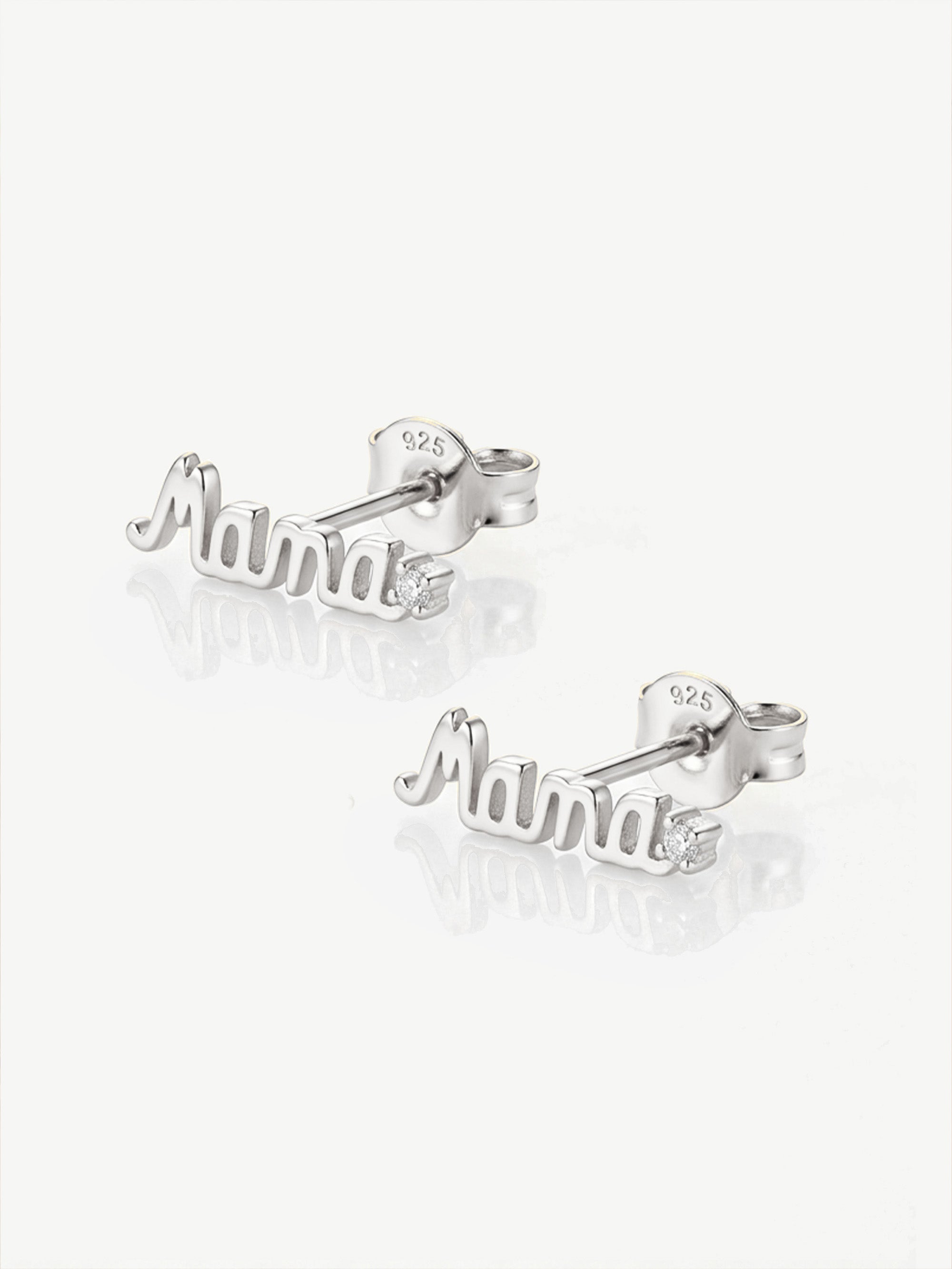Mama Script Stud Earrings