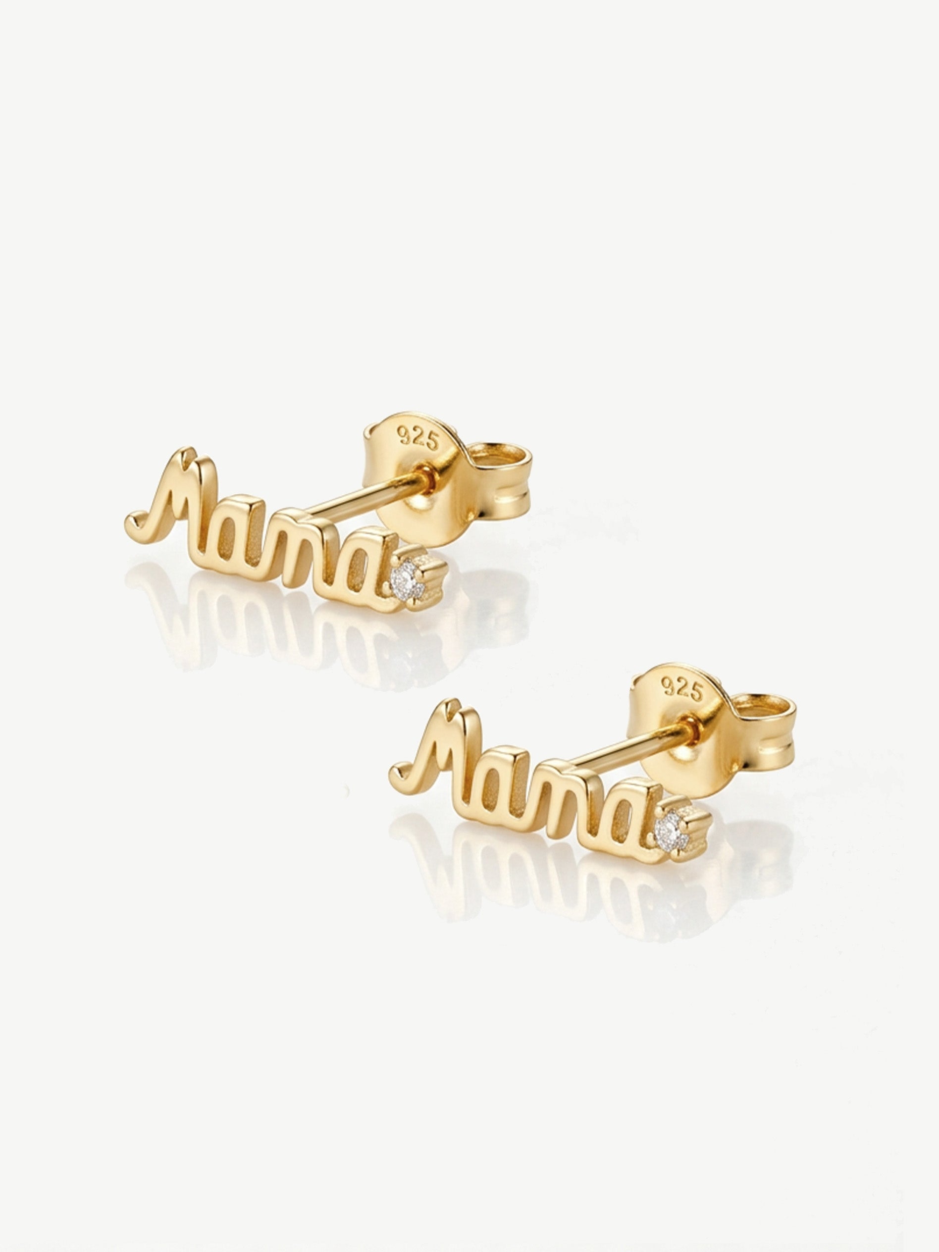 Mama Script Stud Earrings