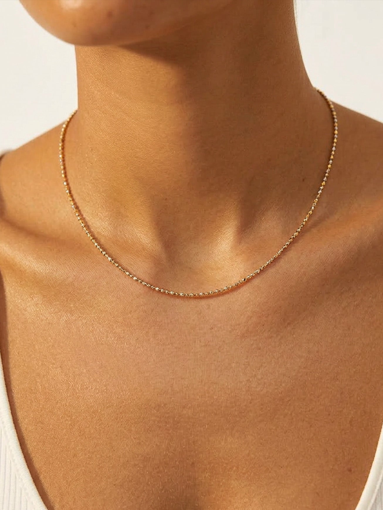 Two Tone Beaded Chain Necklace - Adjustable