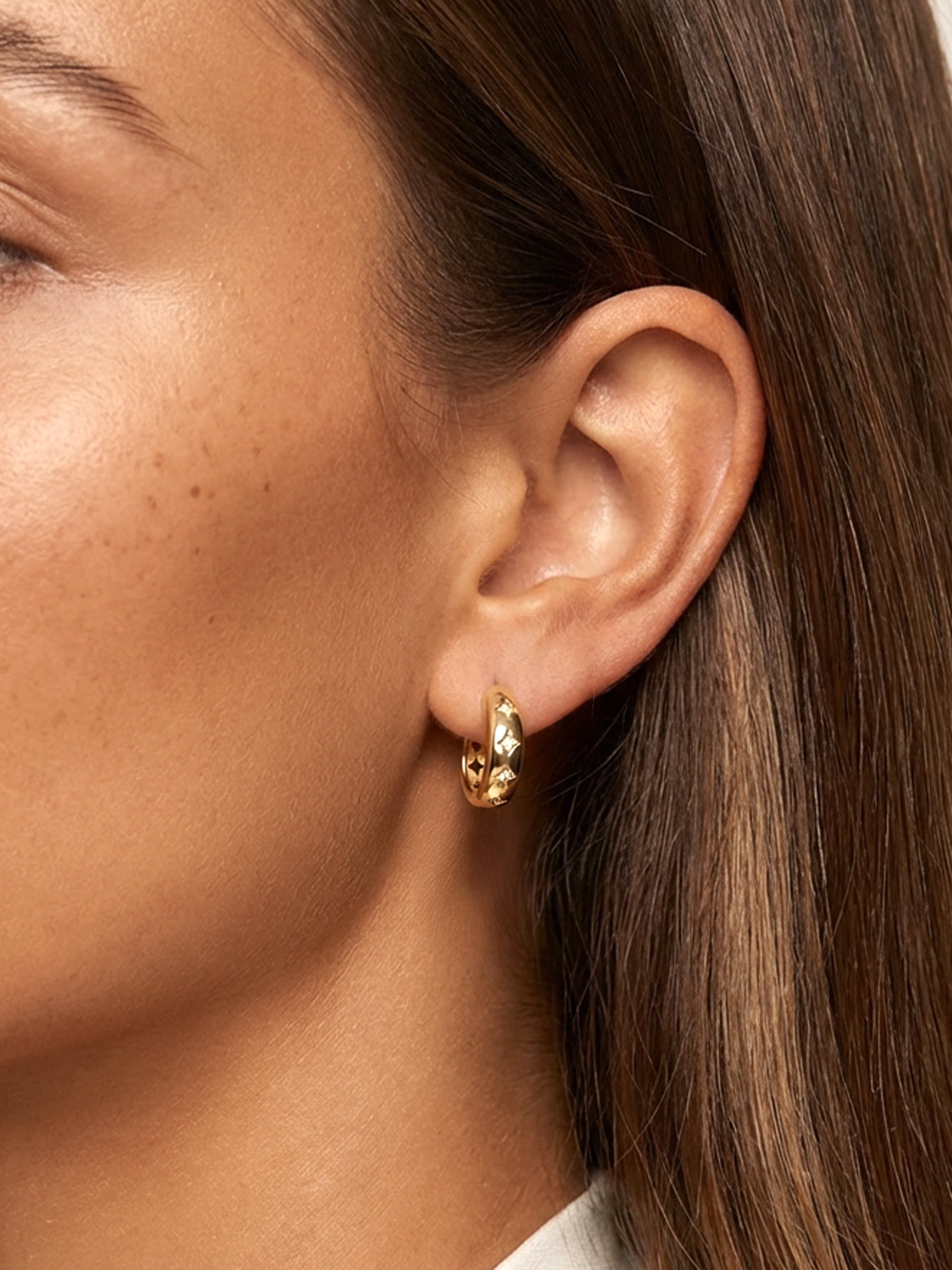 Starburst Huggie Hoop Earrings