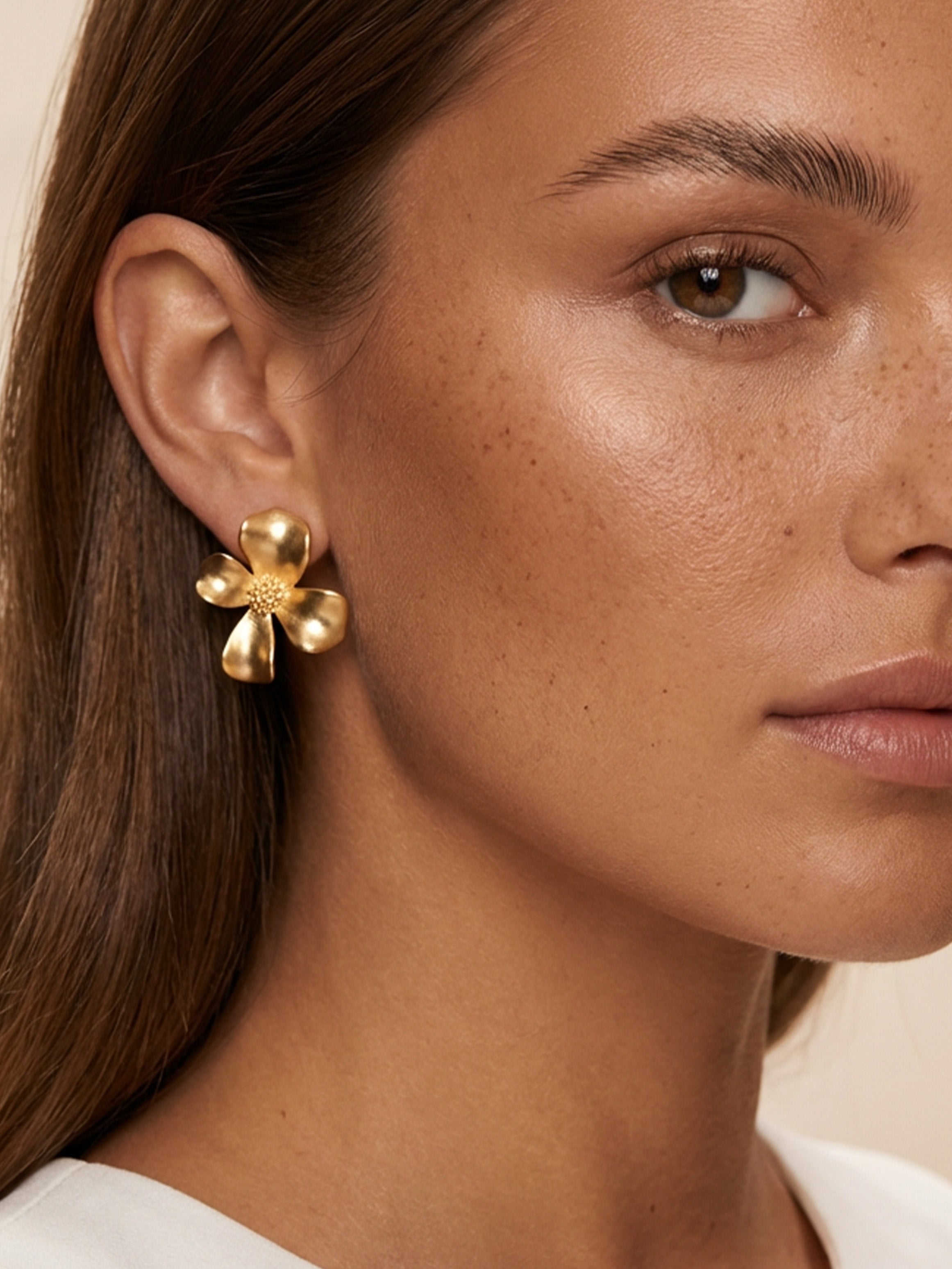 Large Gardenia Flower Stud Earrings