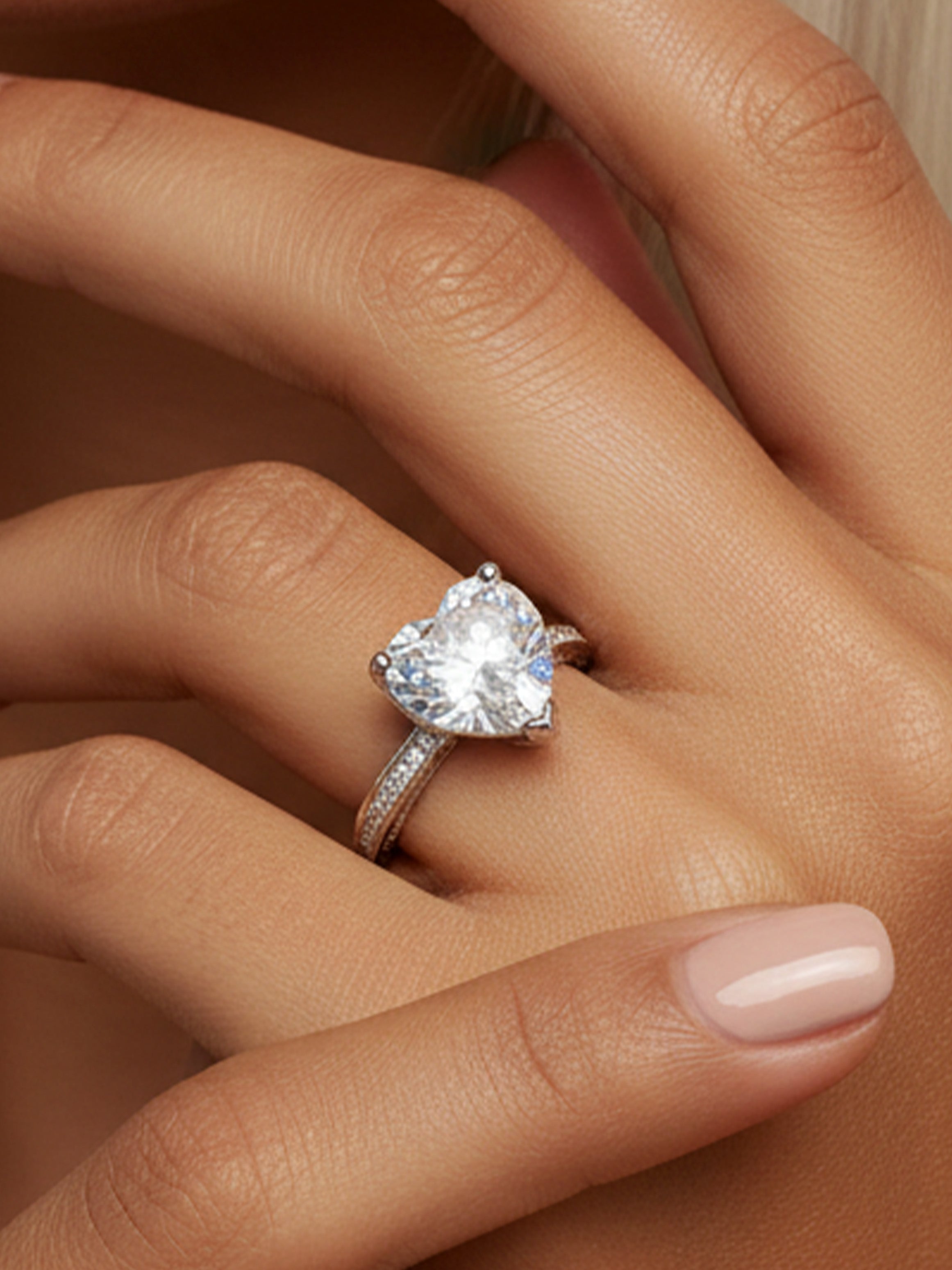 Silver Promise Ring With Large Heart Stone