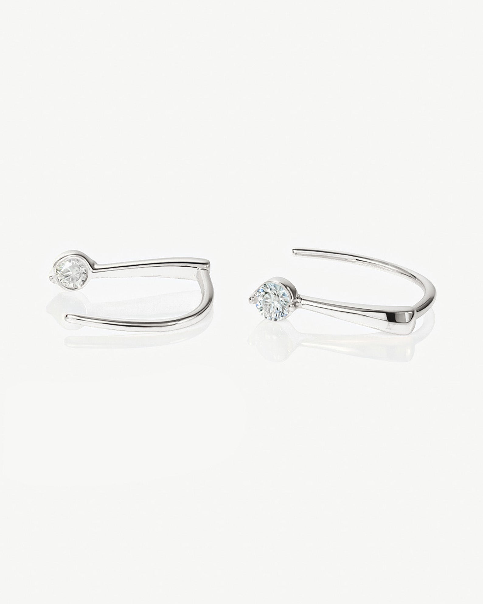Open Threader Hoop Earrings With Tiny CZ Stone