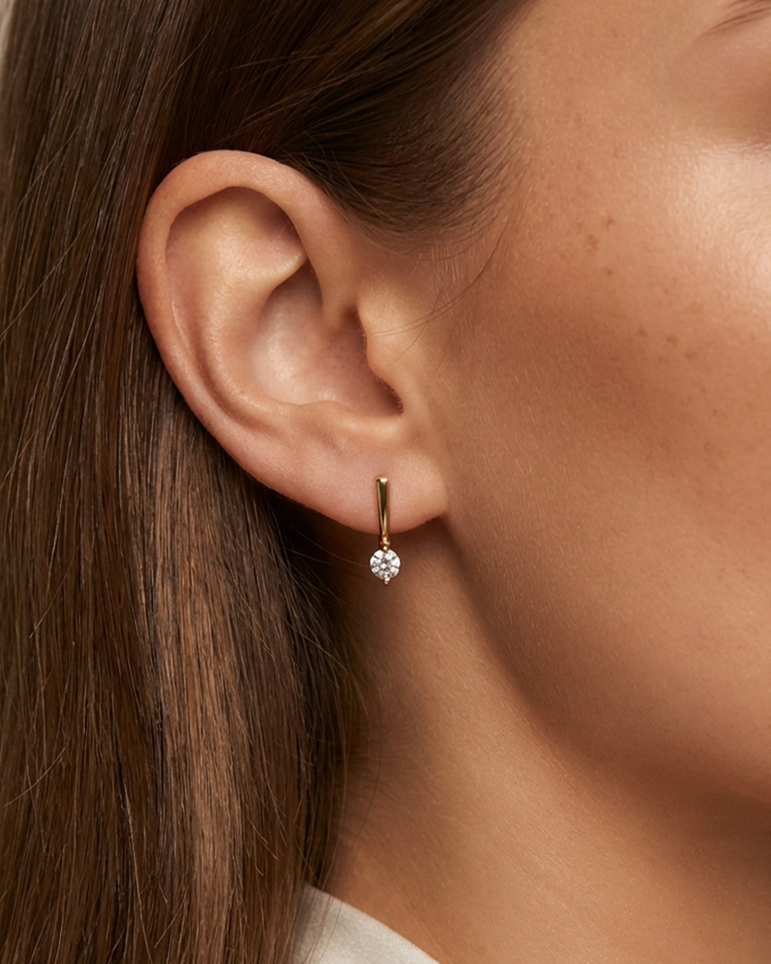 Open Threader Hoop Earrings With Tiny CZ Stone
