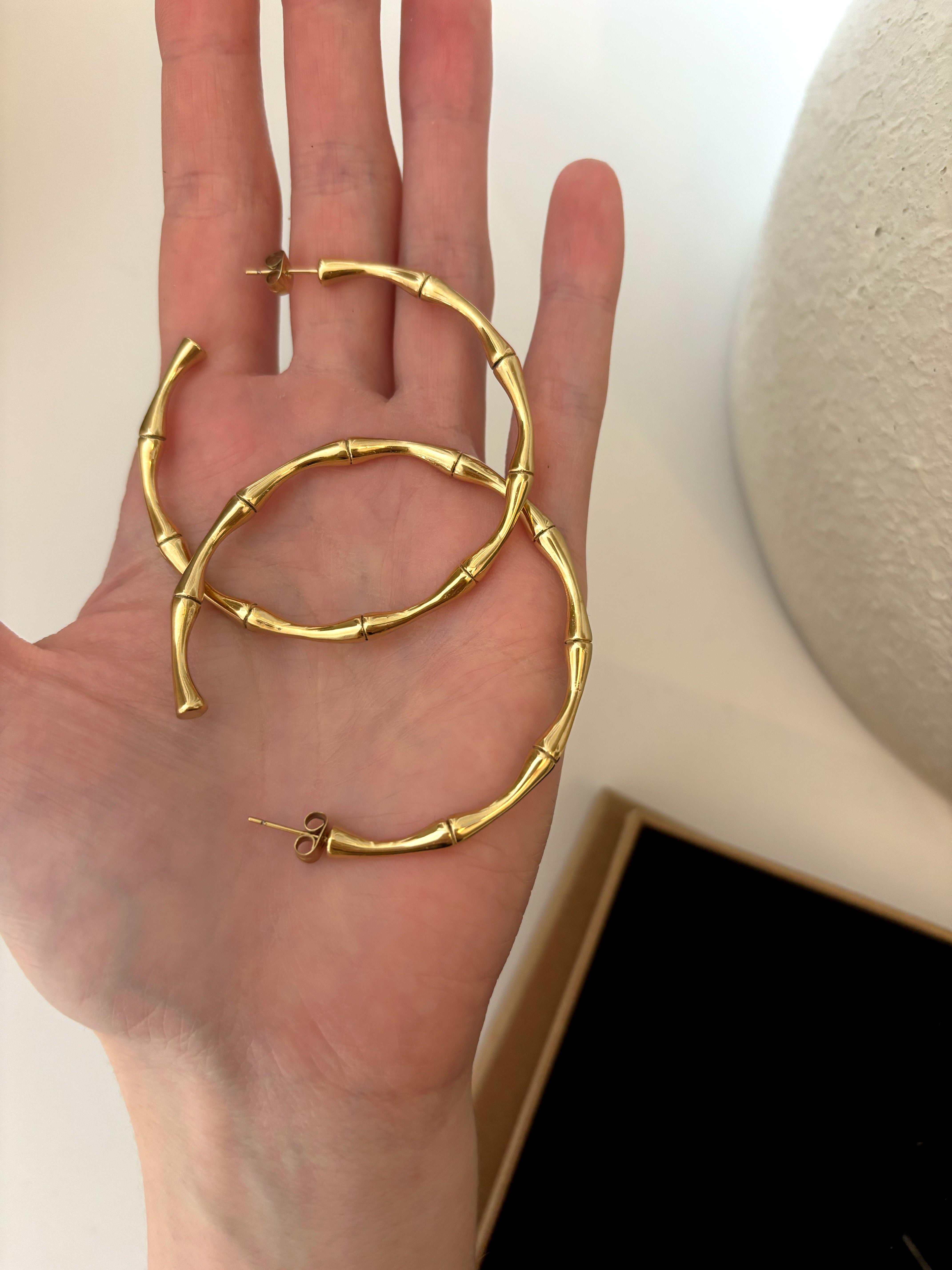 Large Bamboo Hoop Earrings