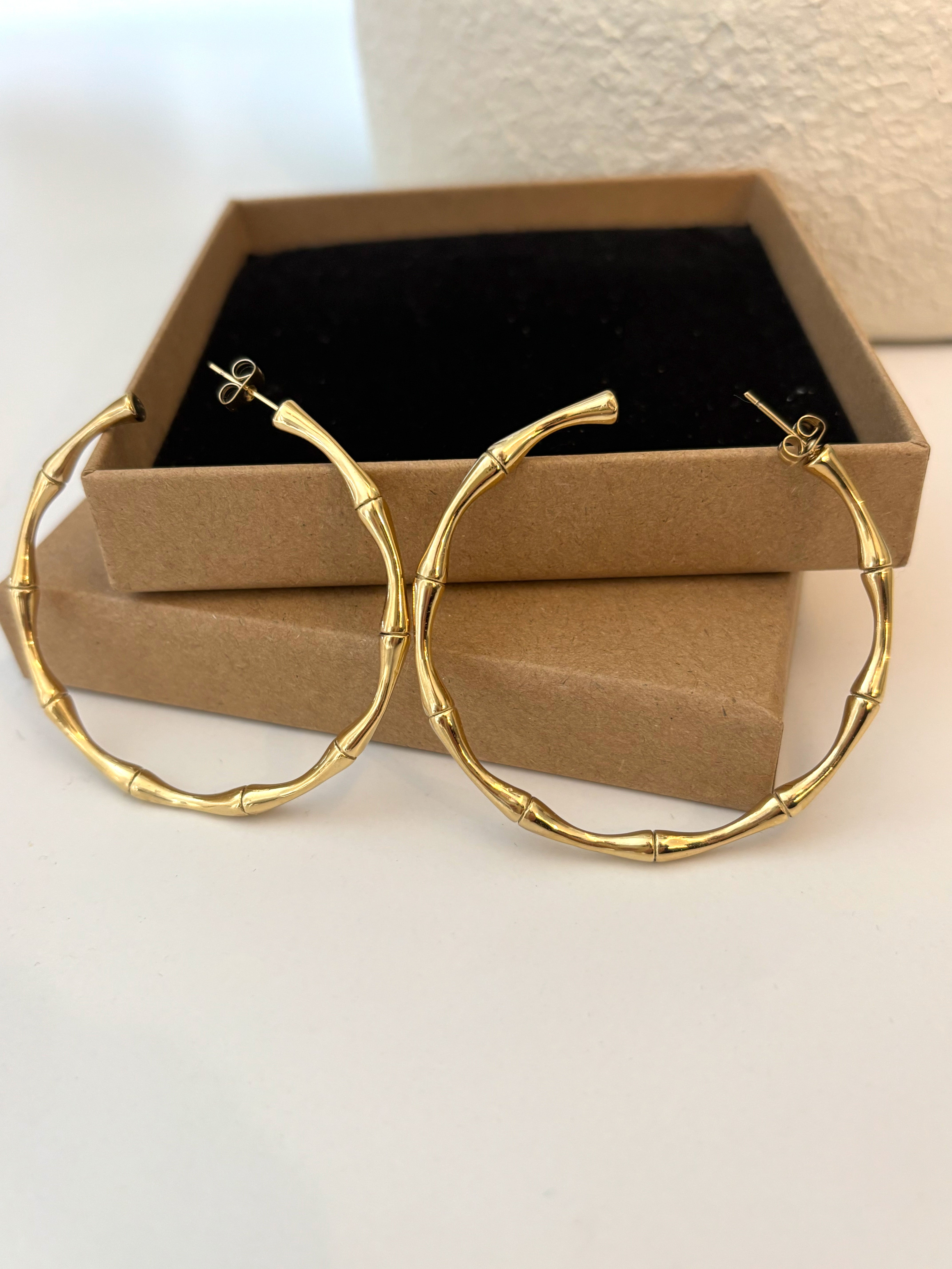 Large Bamboo Hoop Earrings