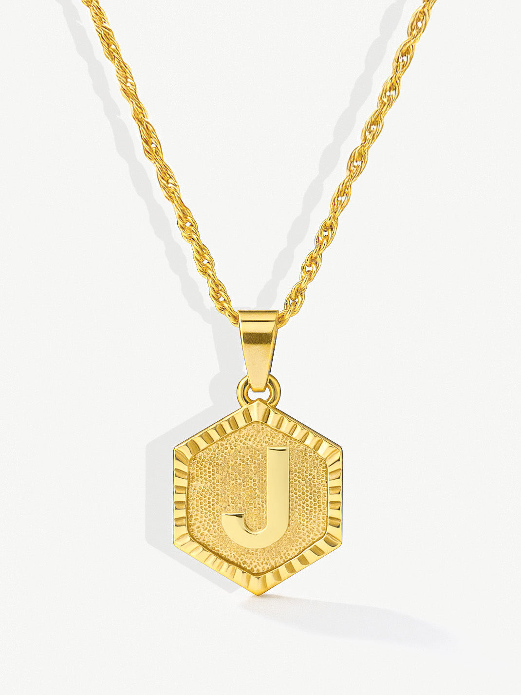 Initial Coin Necklace With Singapore Chain