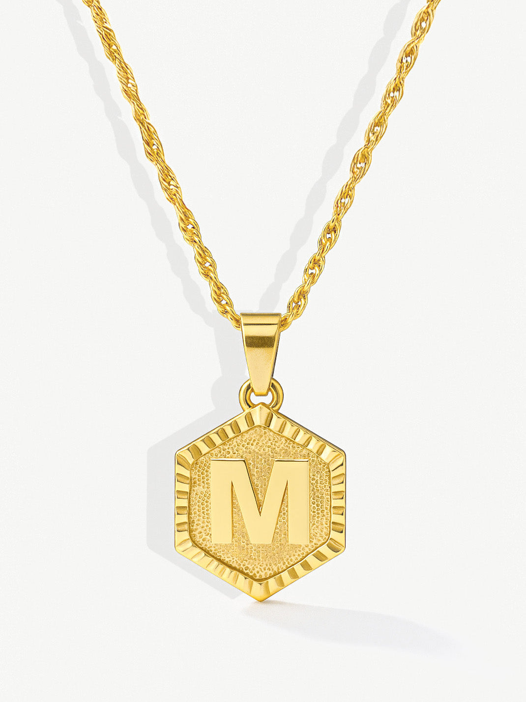 Initial Coin Necklace With Singapore Chain