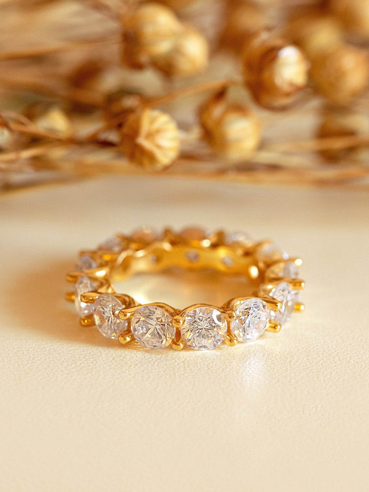 Gold Thick Stacking Ring With Large Round Stones