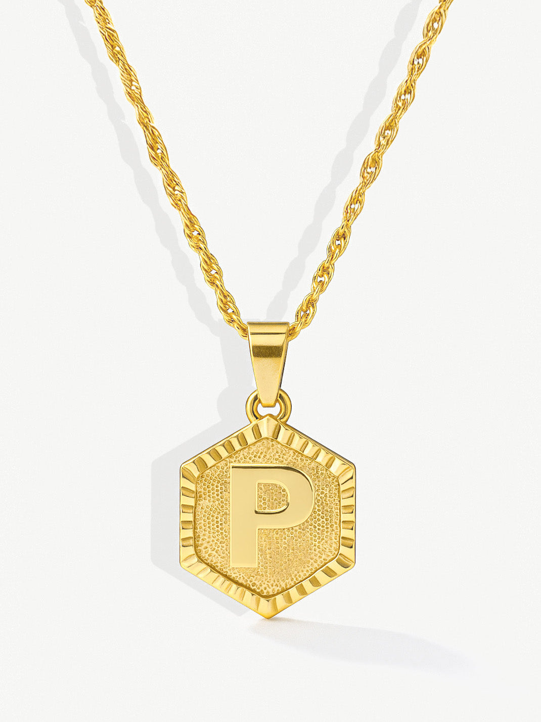 Initial Coin Necklace With Singapore Chain