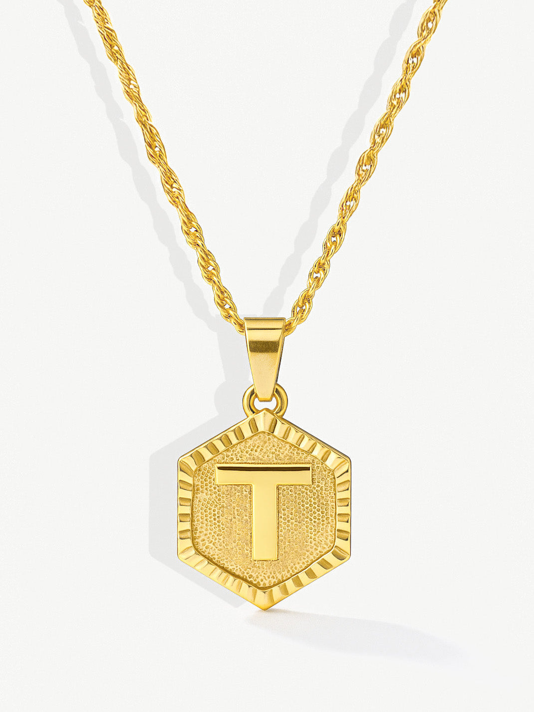 Initial Coin Necklace With Singapore Chain
