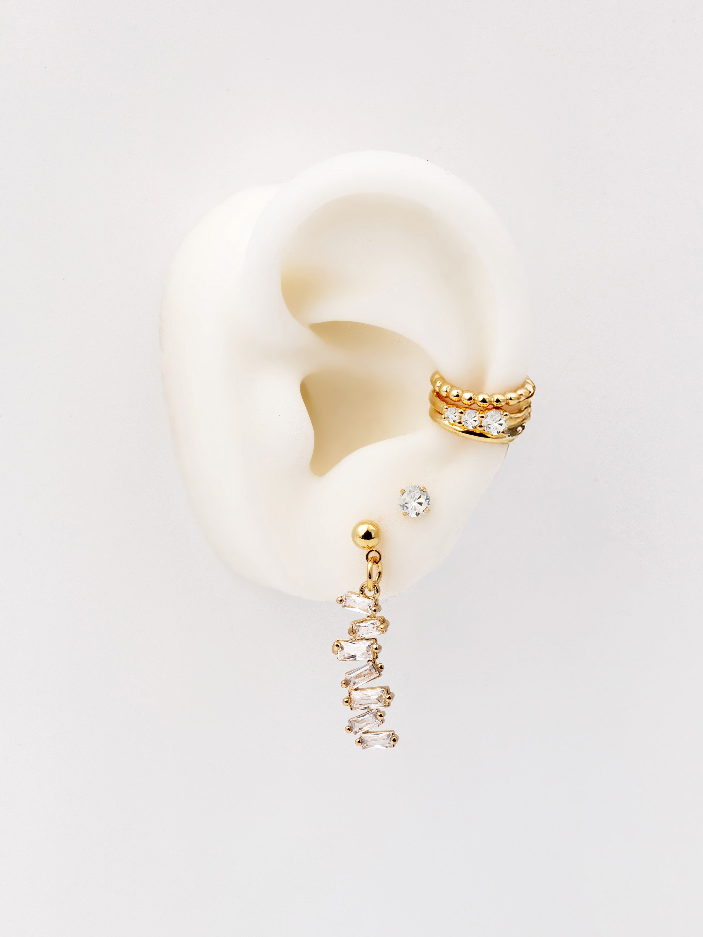 Vertical Dangle Earrings With Baguette Stones