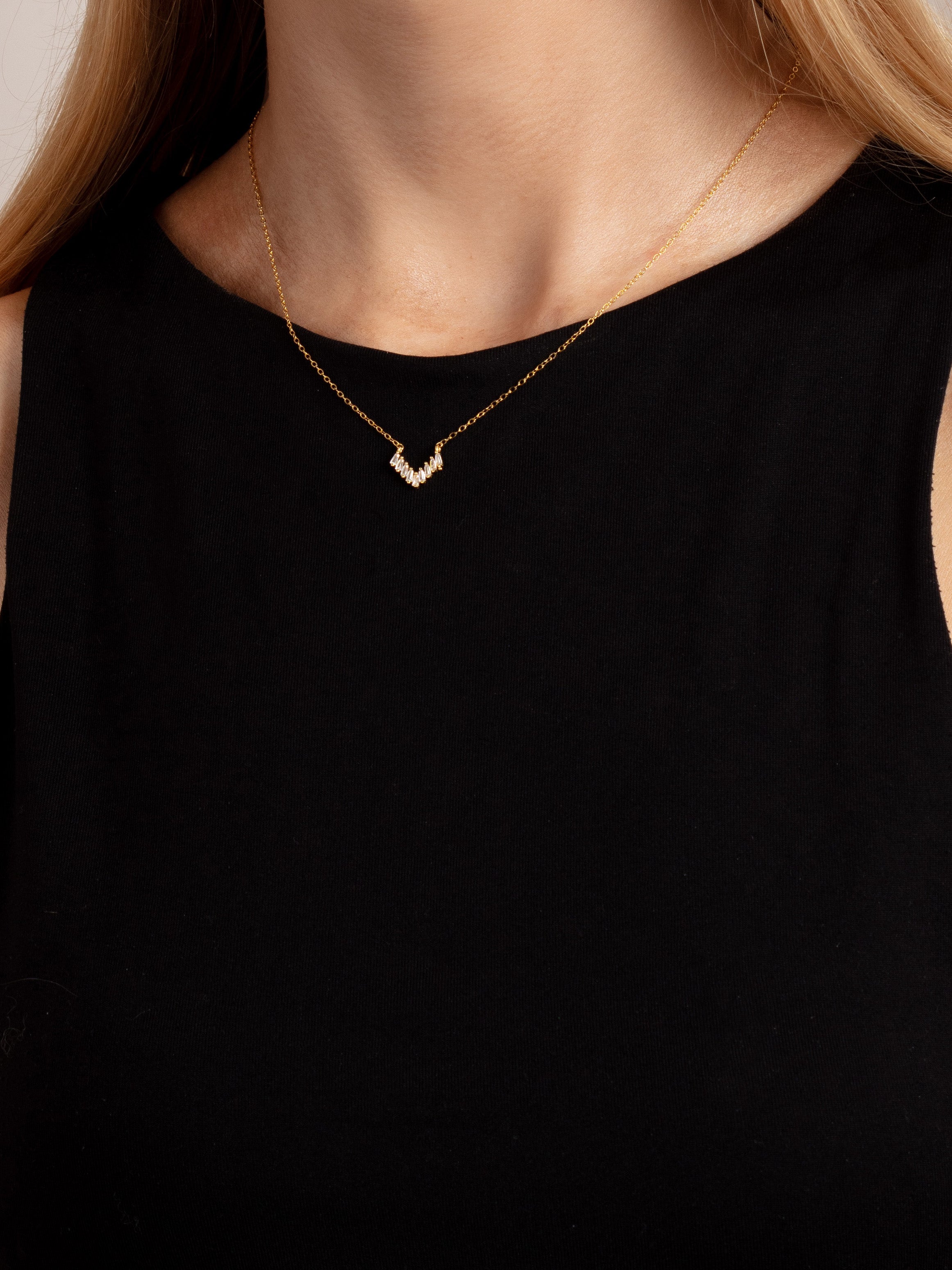 Dainty Baguette Bar Necklace