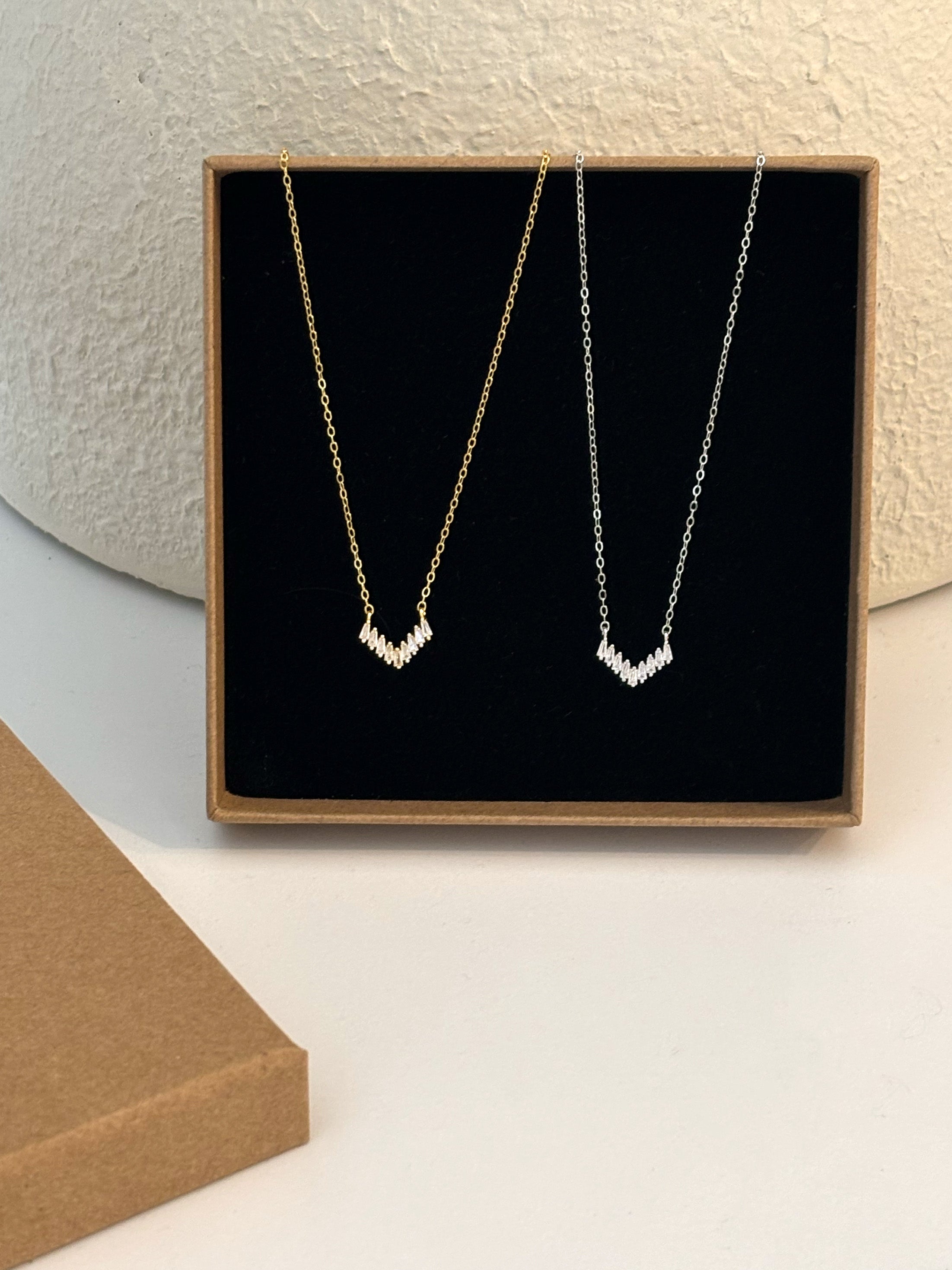Dainty Baguette Bar Necklace