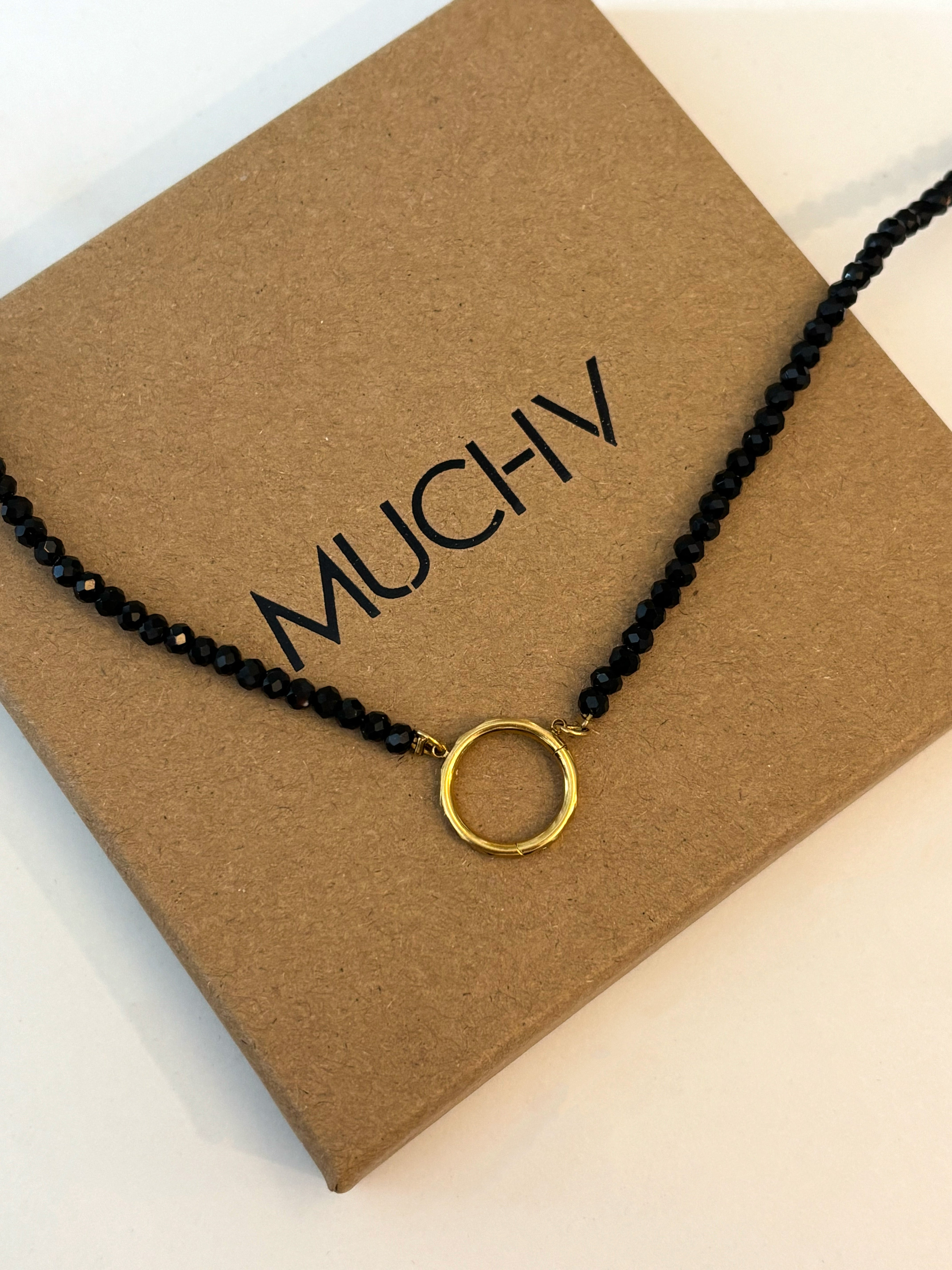 Black Bead Necklace For Charms (O Clasp)