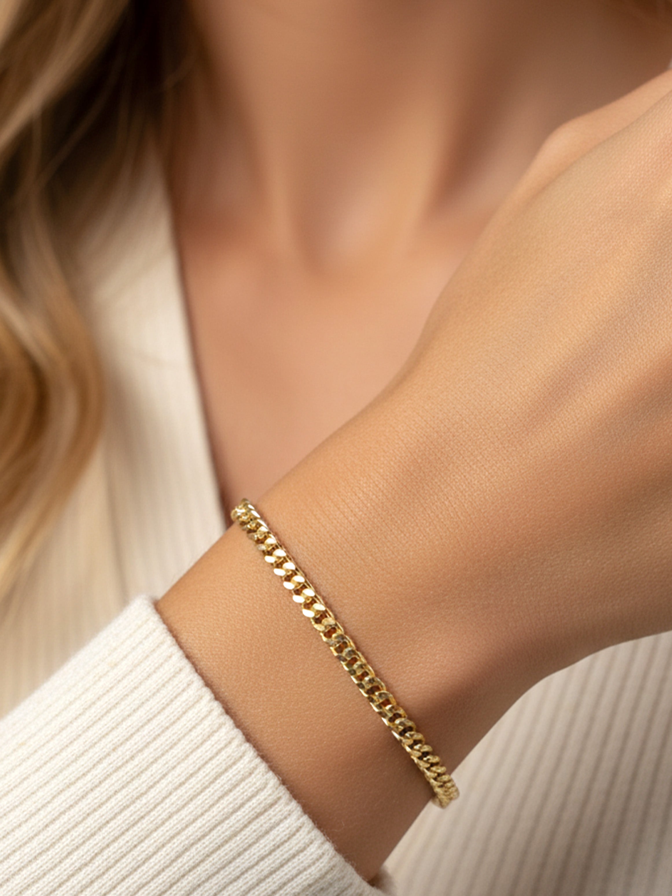 Gold Cuban Curb Chain Bracelet