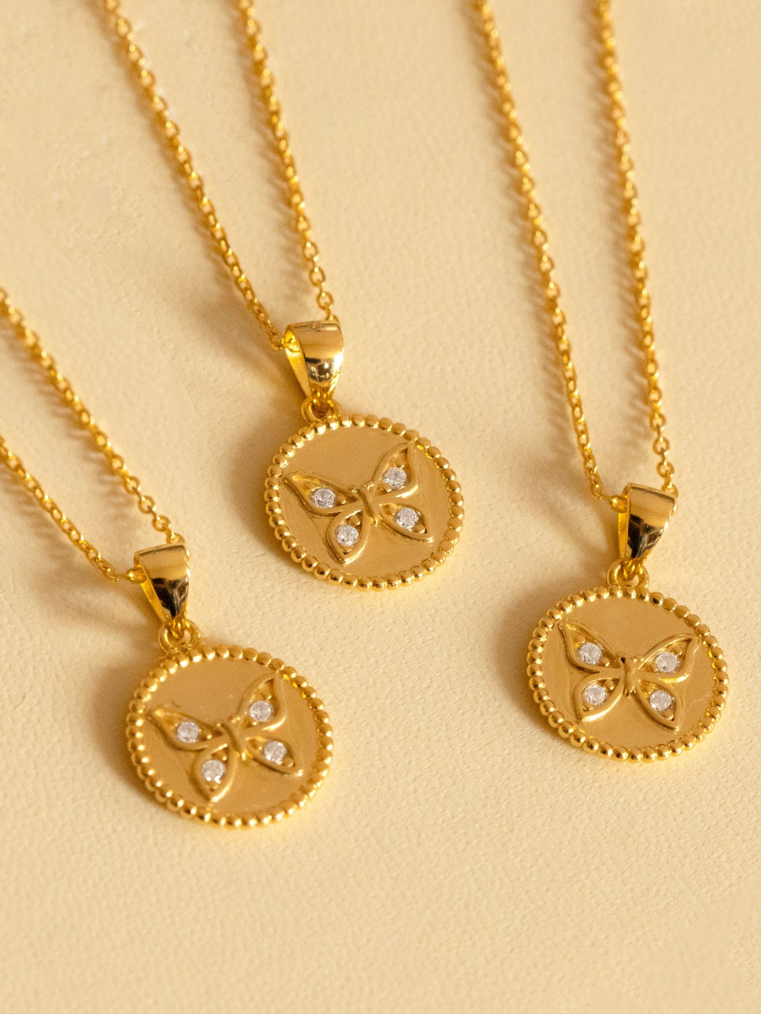 Gold Butterfly Coin Necklace