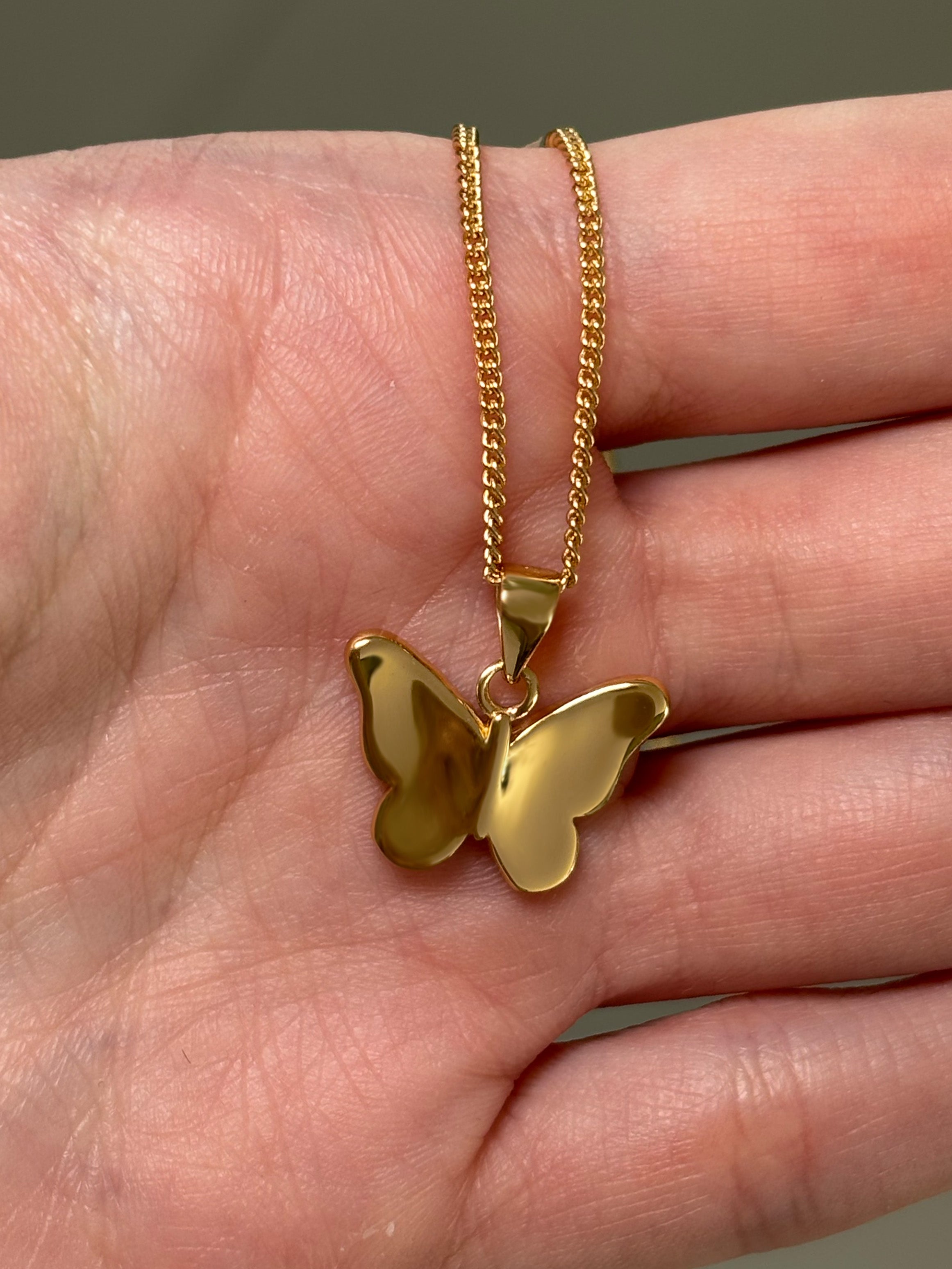 Textured Butterfly Pendant Necklace