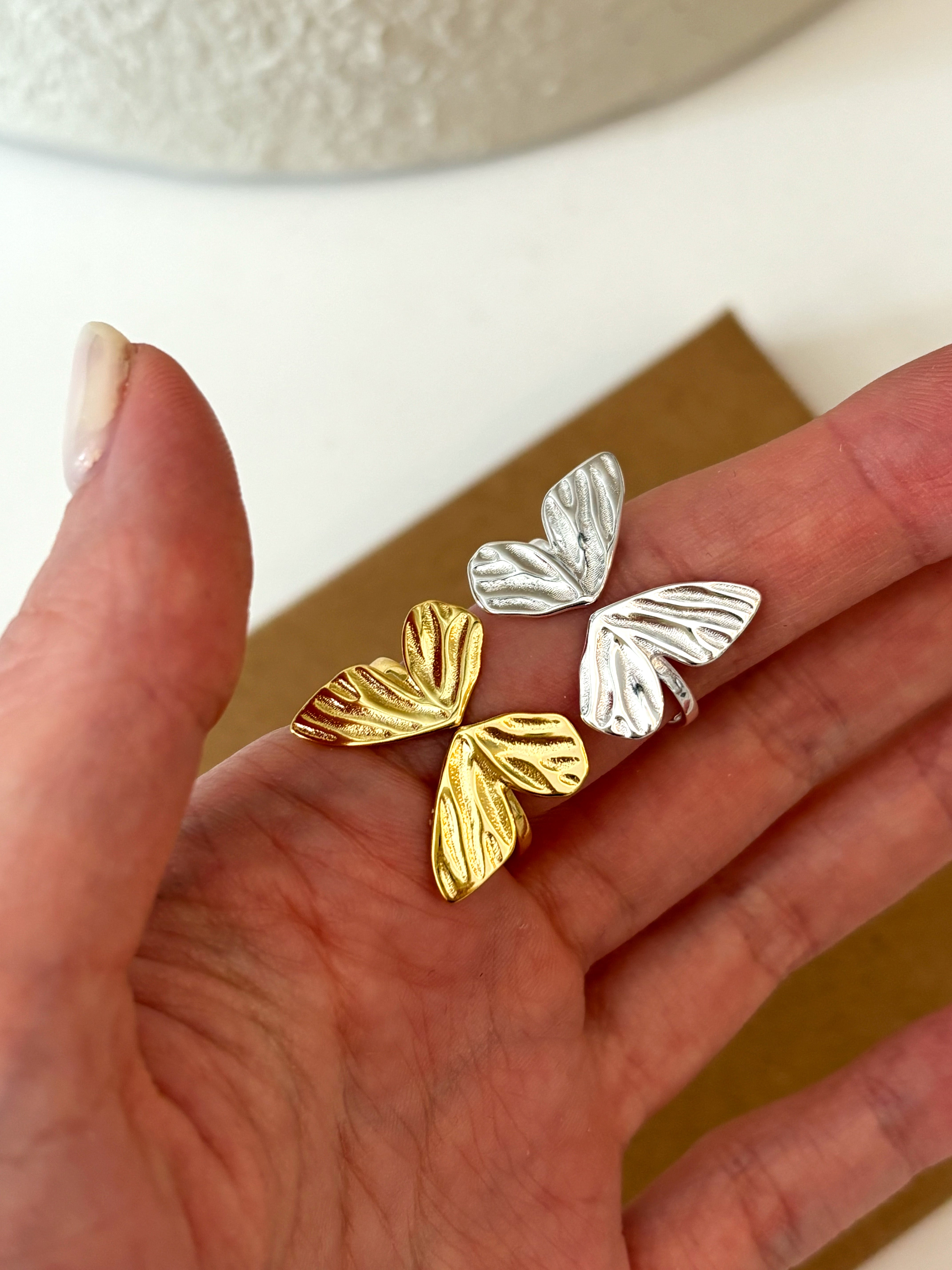 Textured Butterfly Ring - Adjustable