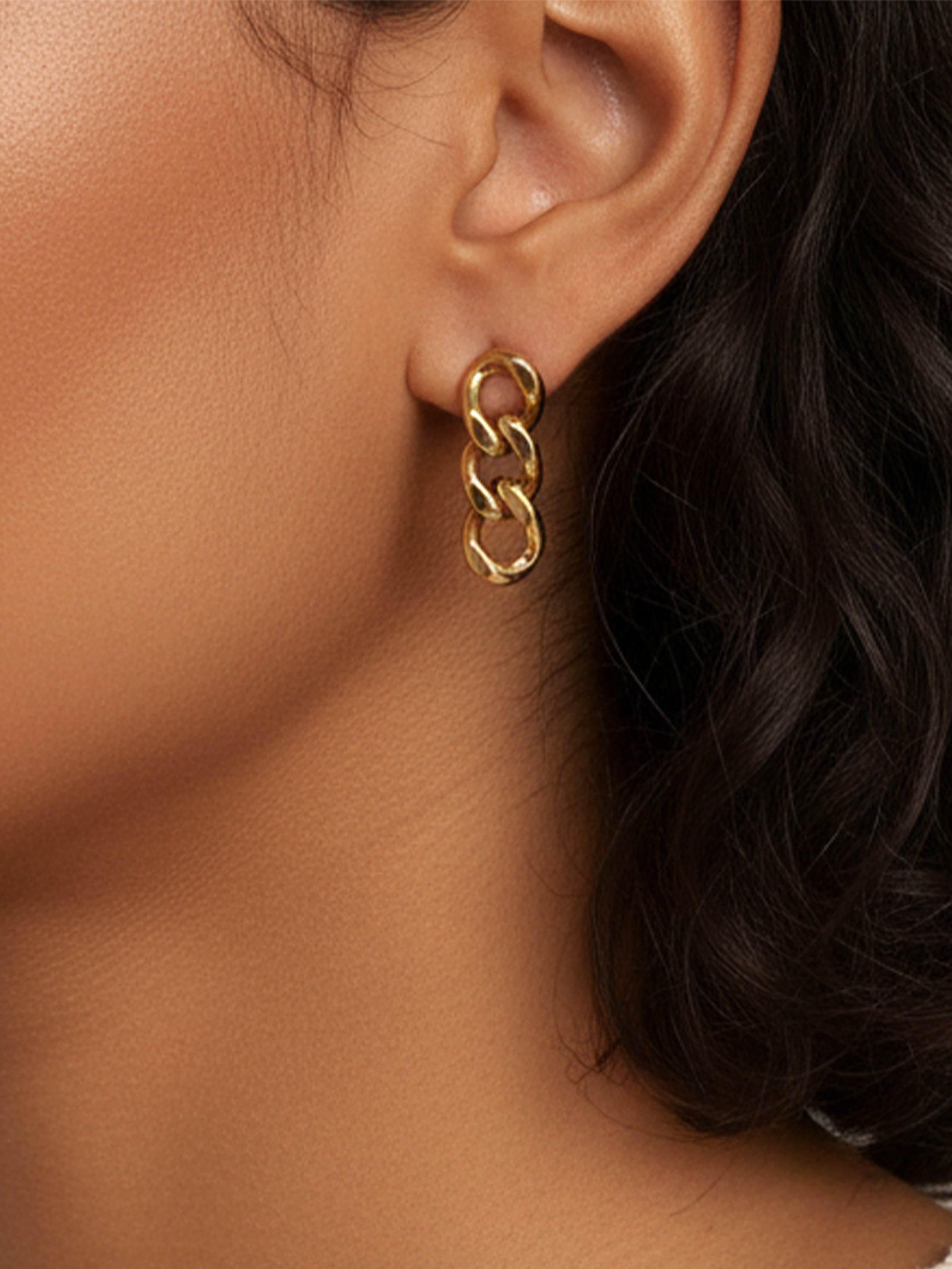 Short Chain Stud Earrings