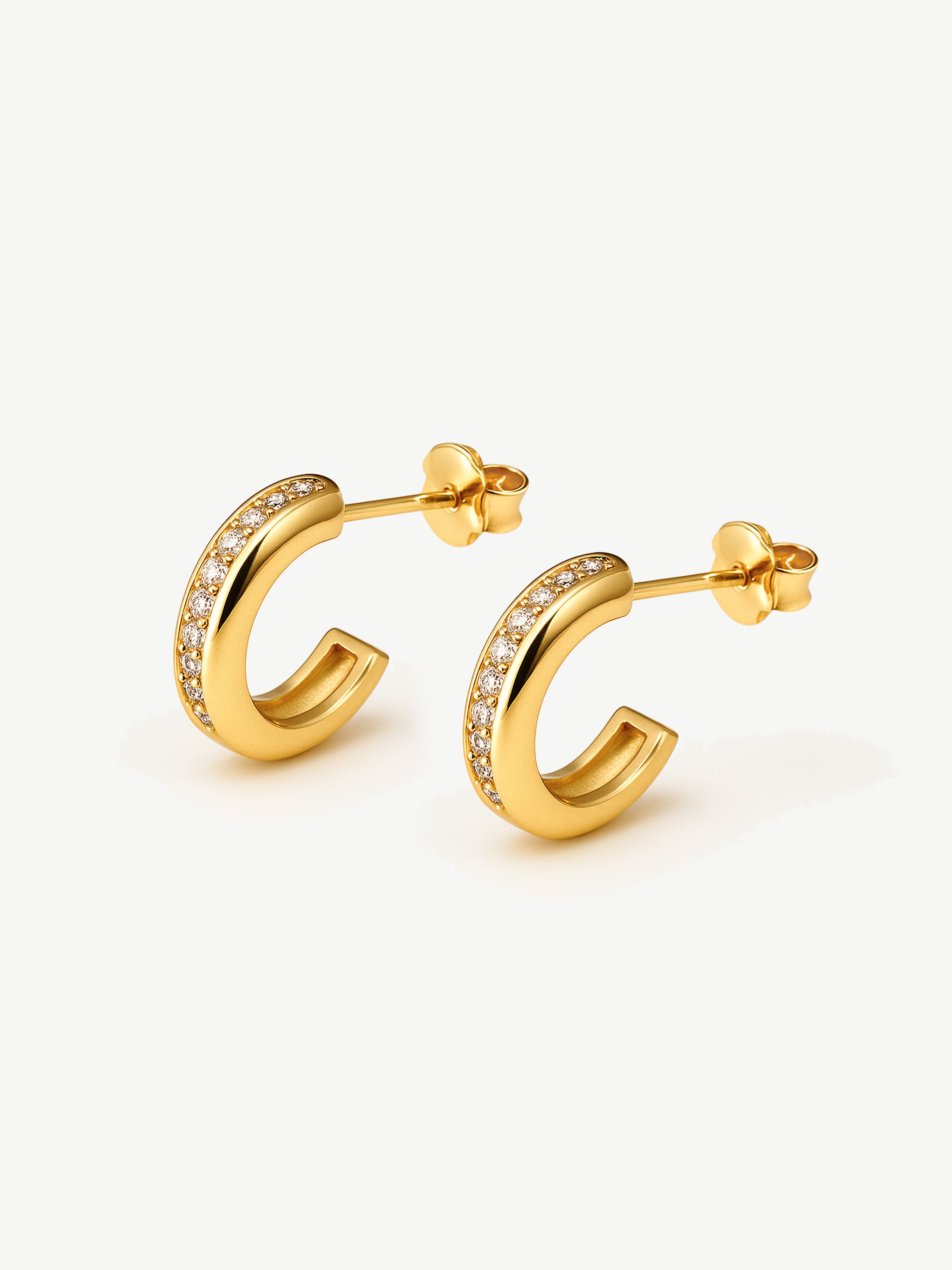 Thick Huggie Hoop Earrings With Tiny Stones